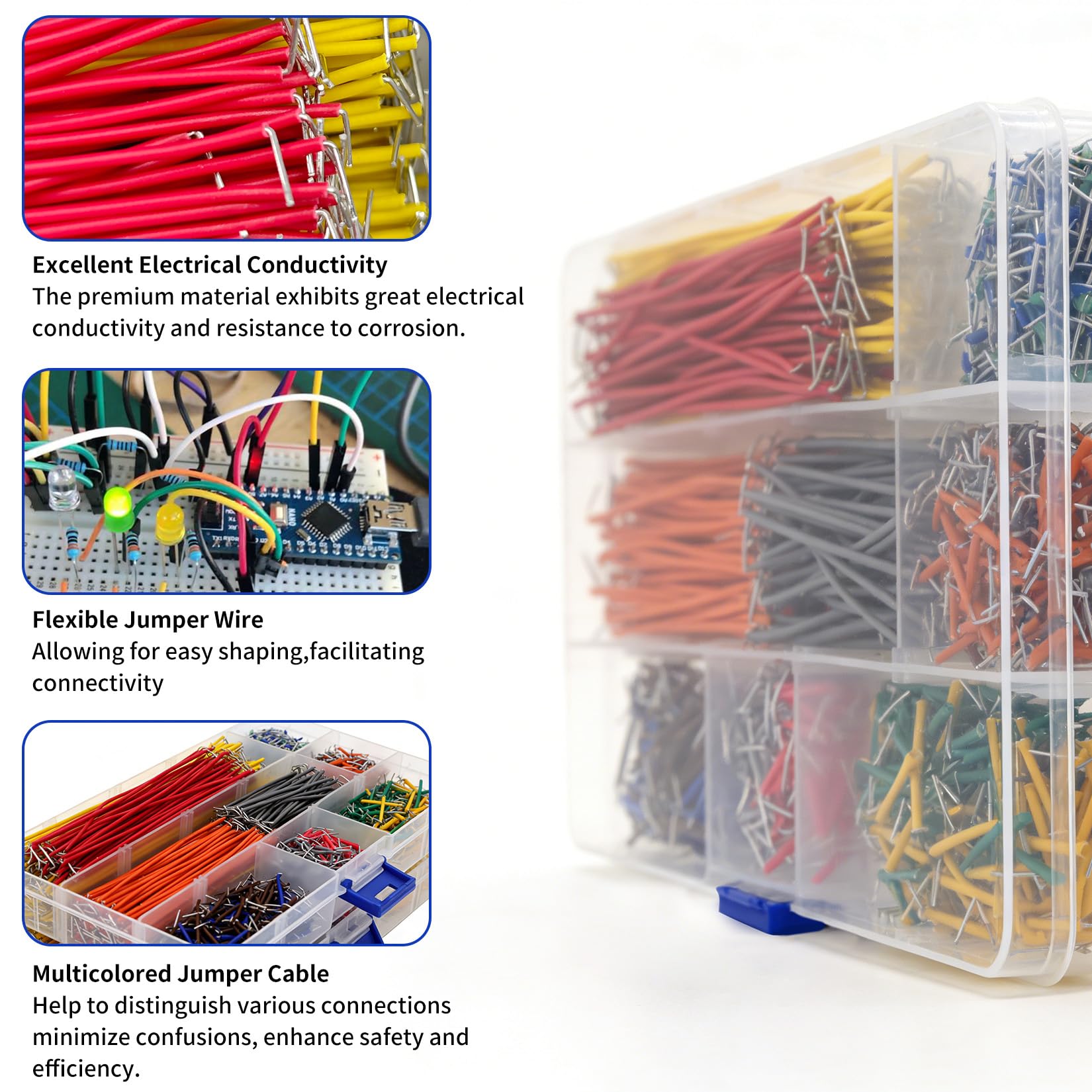 840 Pz Jumper Wire per Breadboard, Cavi Jumper a U maschio-maschio senza saldatura per breadboard elettronica per prototipazione (14 lunghezze)