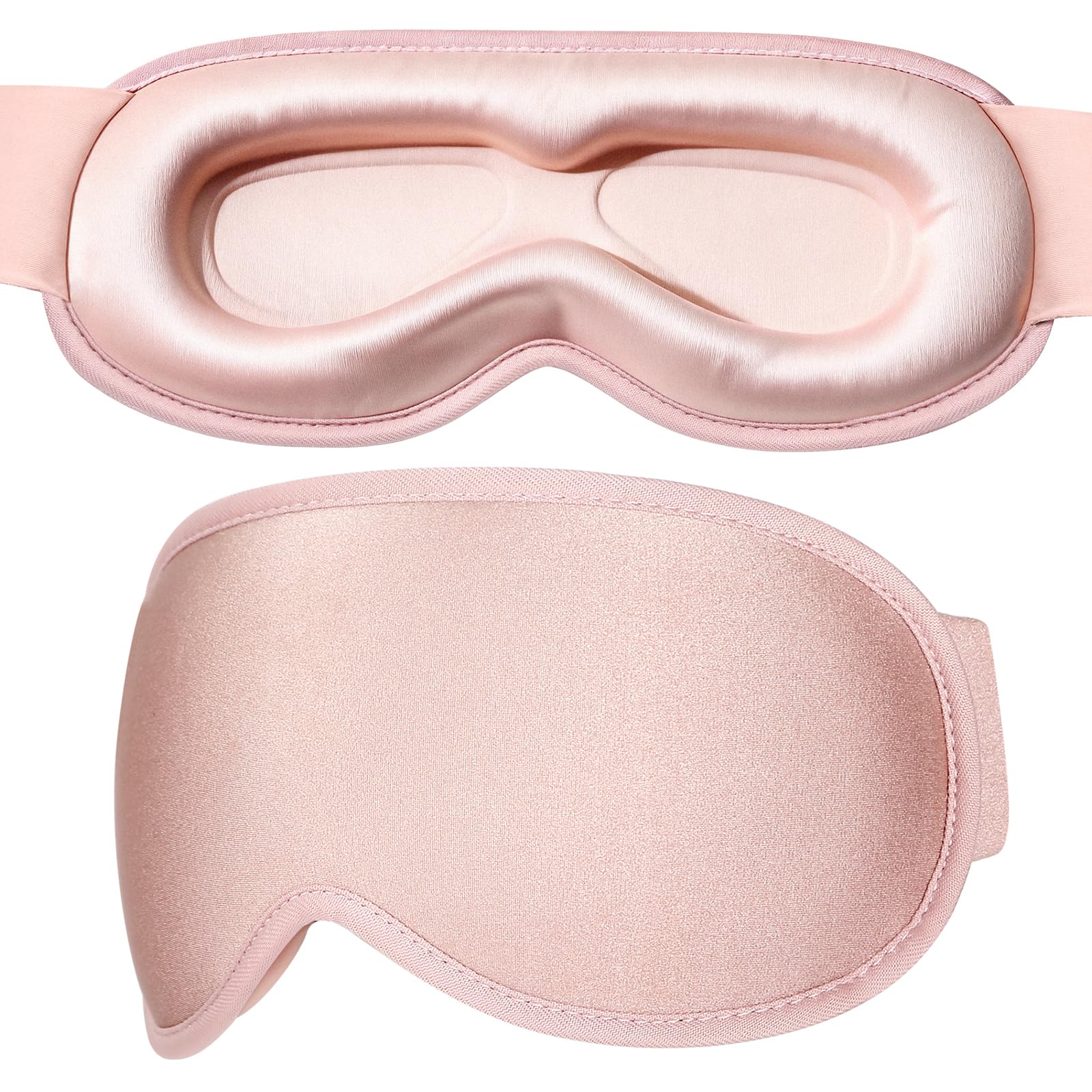 GRIFEMA Antifaz para Dormir 100% Opaco, Máscara de Dormir 3D Sin Presión Ocular, Antifaz Ultrasuave con Correa Ajustable para Dormir de Lado y Viajar, Hombre y Mujer, Rosa