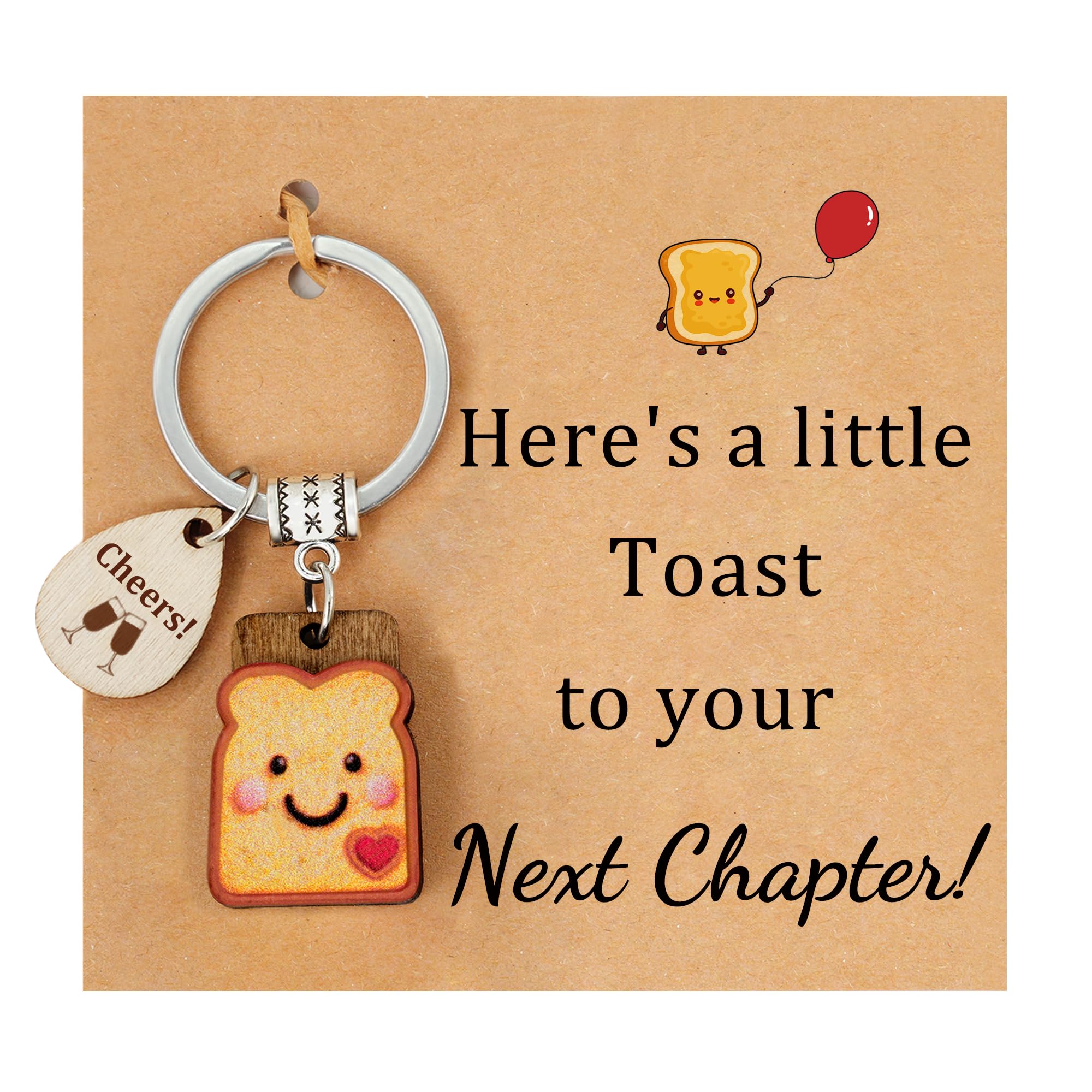Cute Toast Keychain for Girls, New Beginnings Gifts for Best Friend as Next Chapter Stuff, Cute Love Engagement Housewarming Birthday New Job Gifts for Coworker Couple Bestie Sister Parents