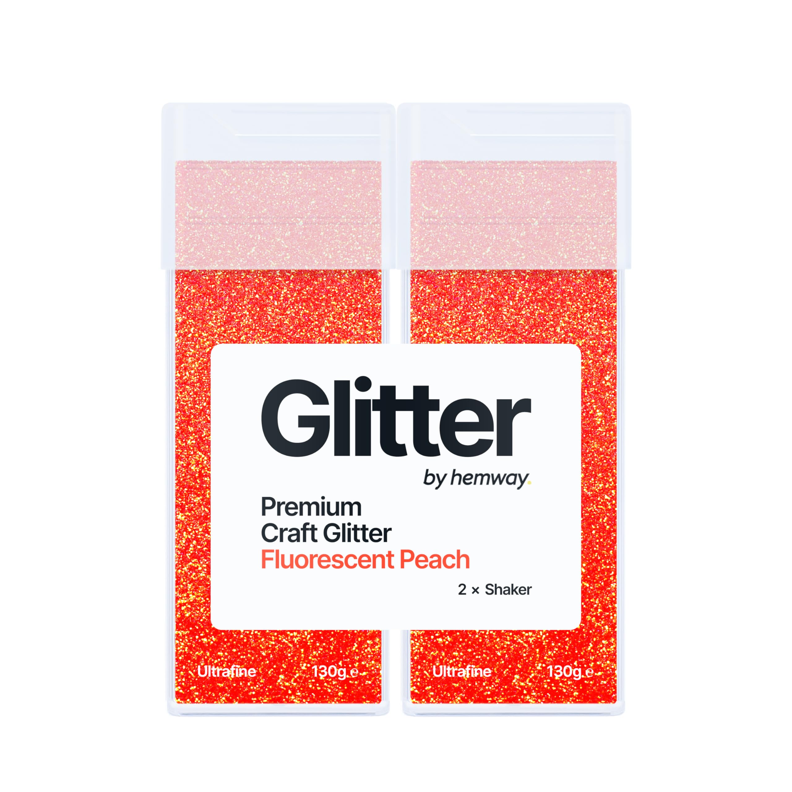 Hemway Glitter Shaker Fluorescent Peach Orange 130g x2 Pack Ultrafine, Craft Glitter Shakers for Resin & Epoxy Crafts