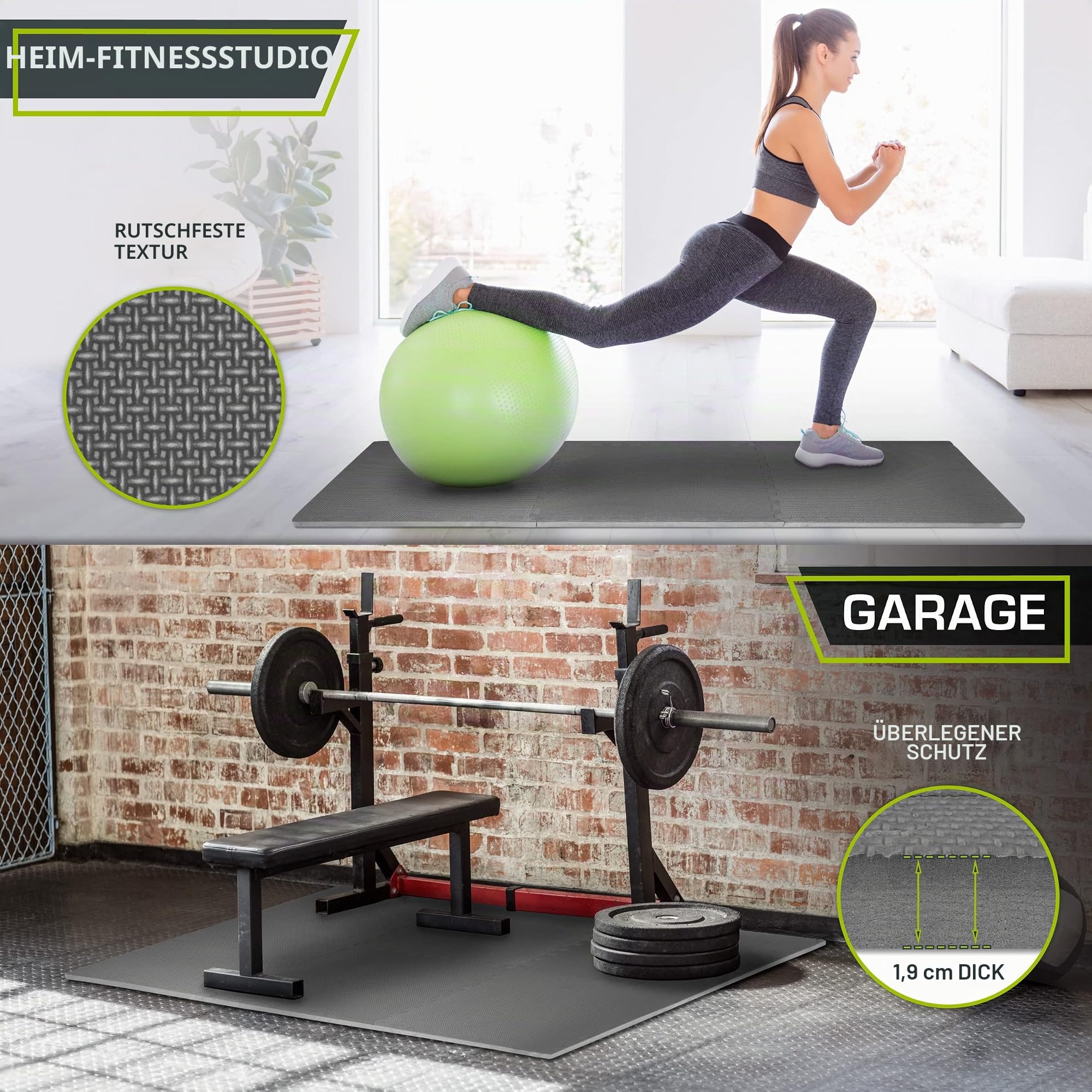 ProsourceFit extra Dicke Puzzle-Übungsmatte, Eva-Schaumstoff, ineinandergreifende Fliesen für schützende, gepolsterter Workout-Bodenbelag für Heim- und Fitnessgeräte