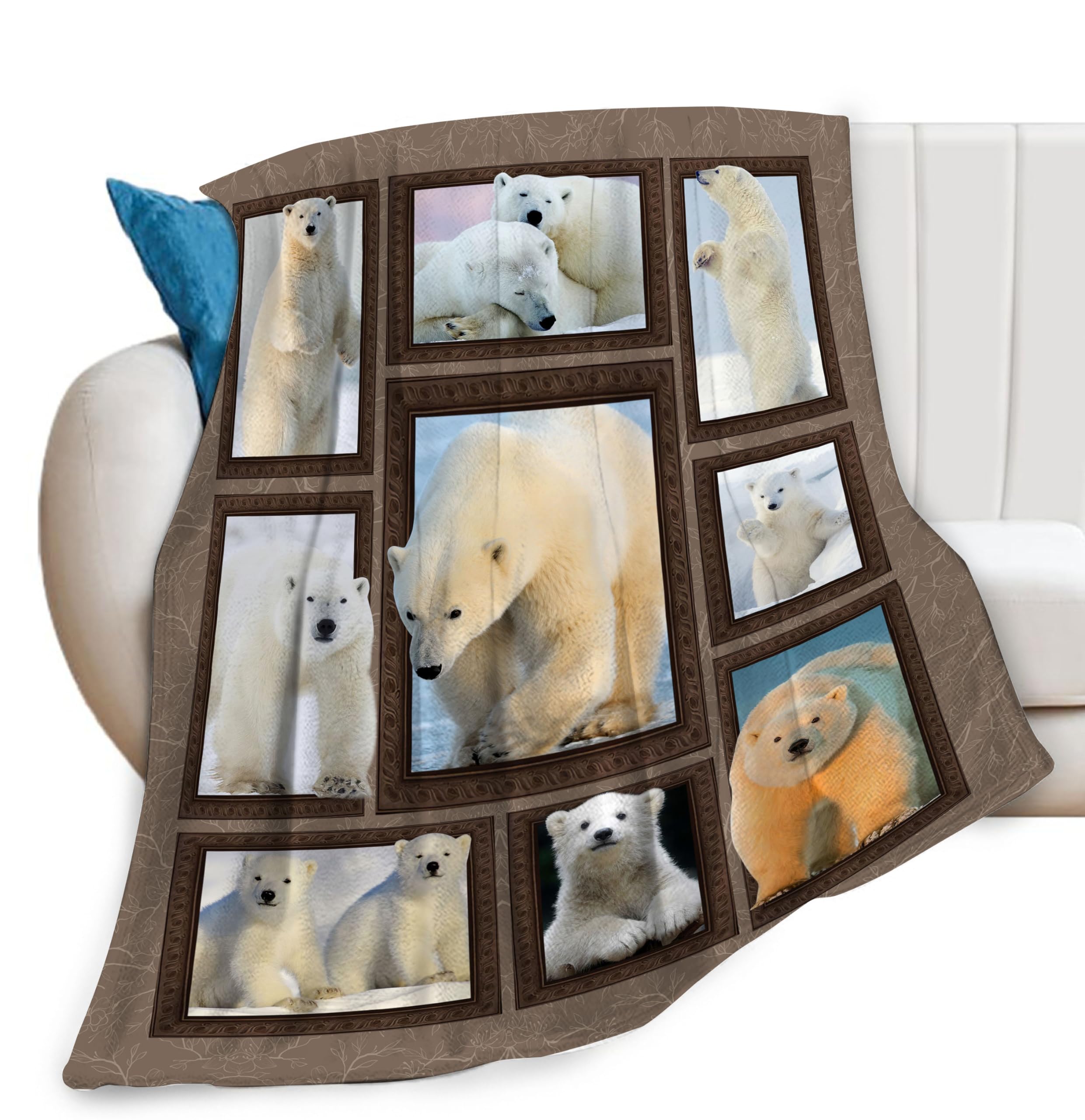 Polar Bear Blanket Cute Funny Animal Winter Throw Blankets for Couch Sofa Bed Stuff Decor Soft Cozy Fleece Plush Flannel Bedding for Baby Boys Girls Kids Men Women Adults Lover 40"x50"