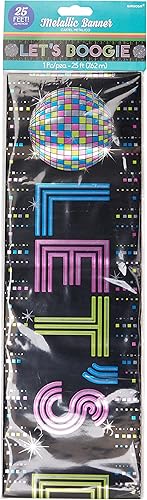 Pancarta multicolor Groovy de aluminio de los años 70, 25 pies (paquete de 1) - Decoraciones de fiesta temática de discoteca retro