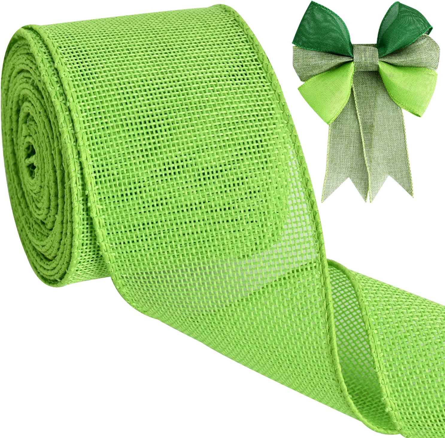 TONIFUL Burlap Wired Ribbon, 2.5 Inch Faux Burlap Ribbons