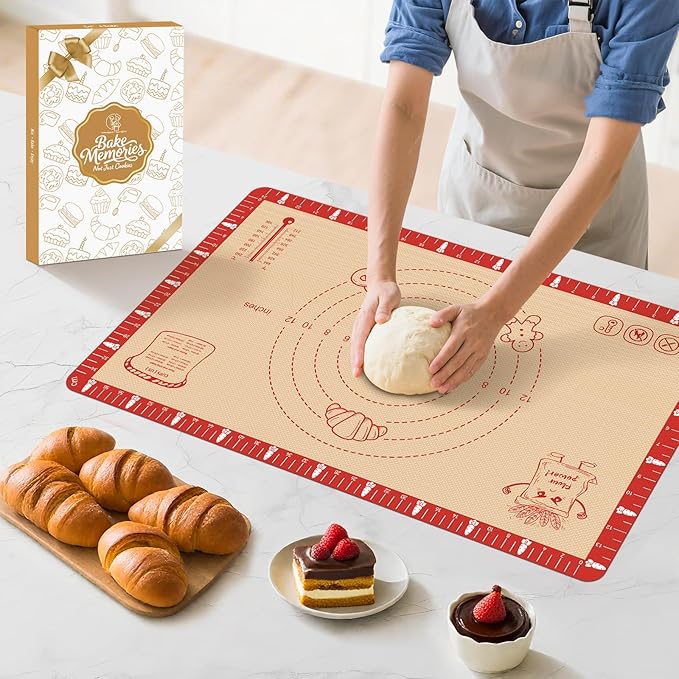 Extra Thick Silicone Baking Mat with Recipes - 26x16 inch