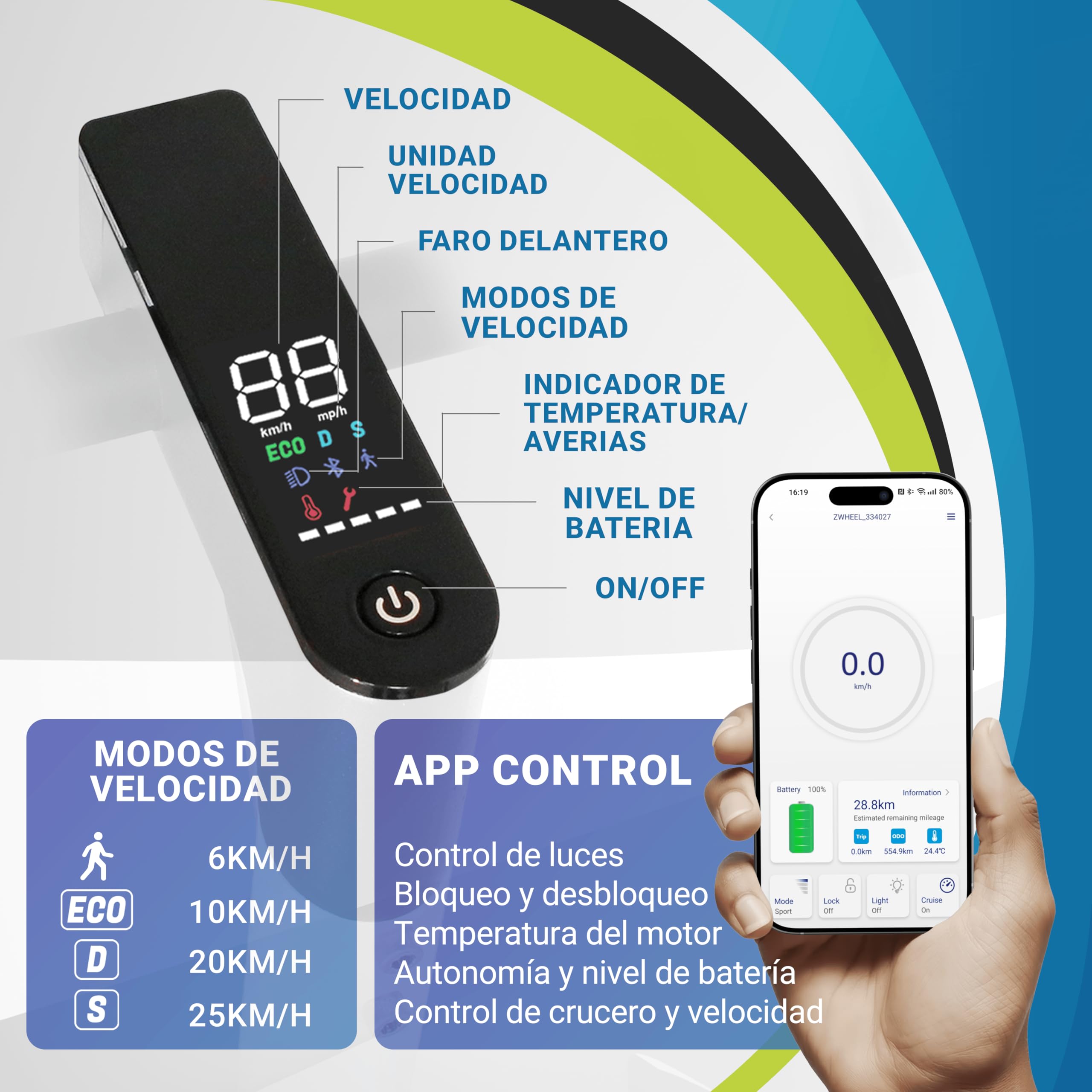 MASCOOTER S1 Patinete Eléctrico Adultos Homologado DGT 300W-600W MAX 20km Autonomía App Móvil