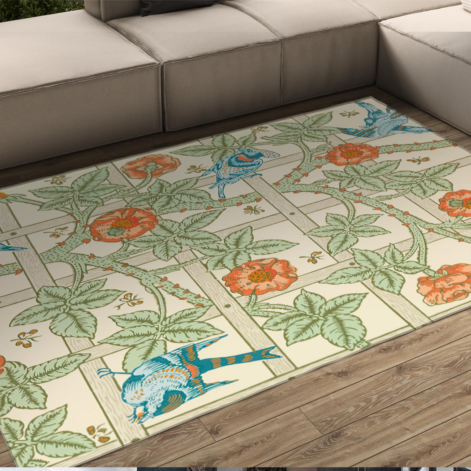 Tapis lounge treillis floral Morris 180x240cm pour salon et chambre