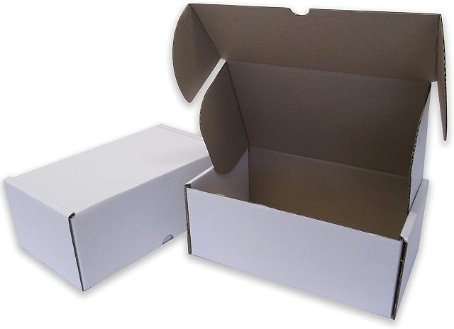 W E Roberts Pack of 100 White Die-cut Postal Mailing Cardboard Boxes ~ 10" x 6" x 4"/250mm x 150mm x 100mm