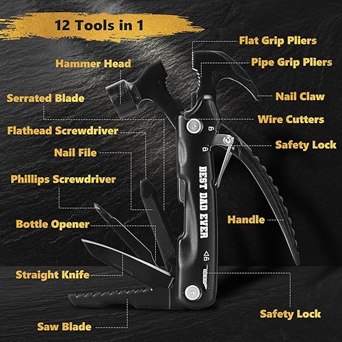 Miniatura 5 de Regalos para el mejor papá de parte de la hija, cesta única de regalos de cumpleaños, día del padre, Navidad, para papá, martillo multiherramienta