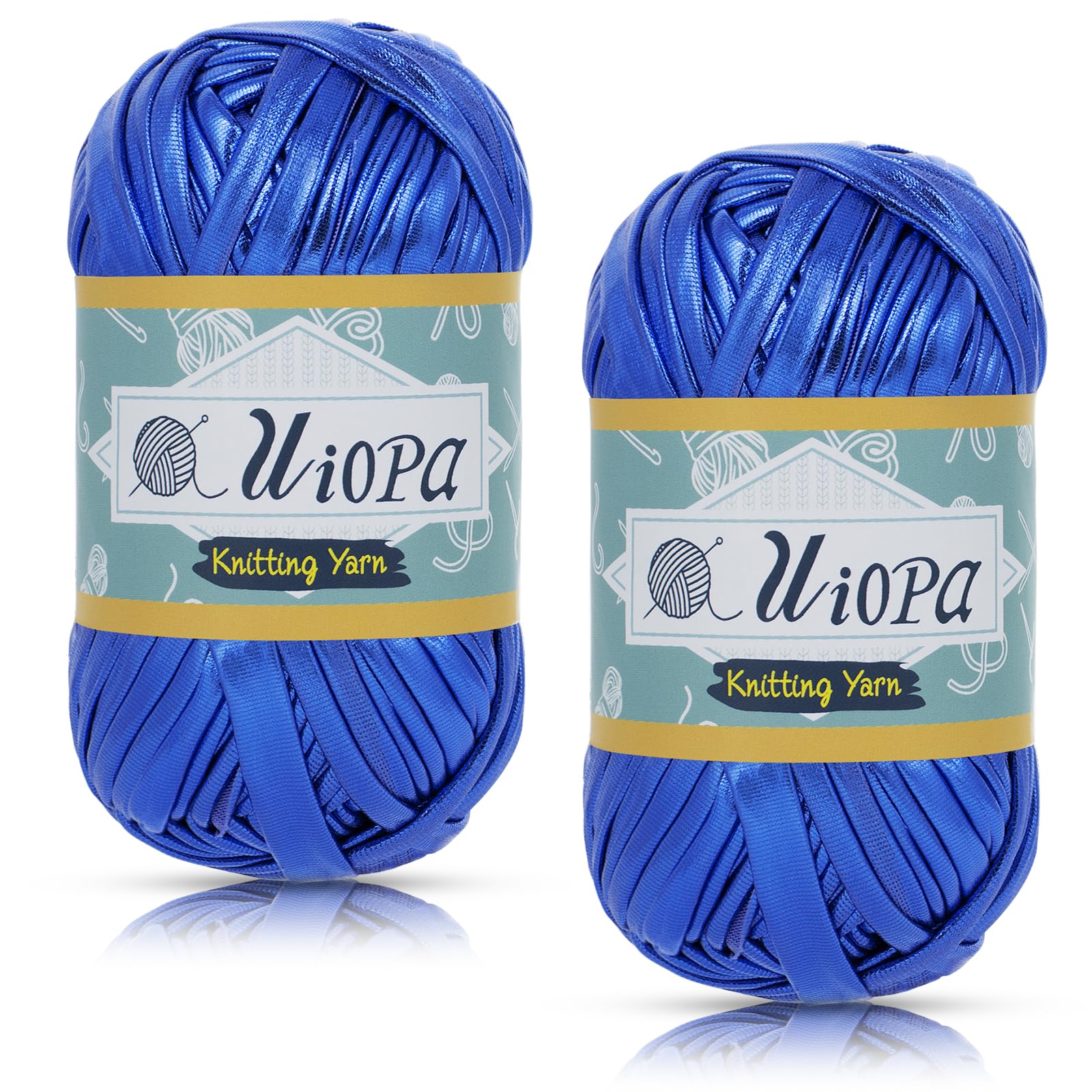 Uiopa Metallic T-Shirt Yarn, 2 x 100g(2 x 45m) Knitting Fabric Cloth Tshirt Yarn