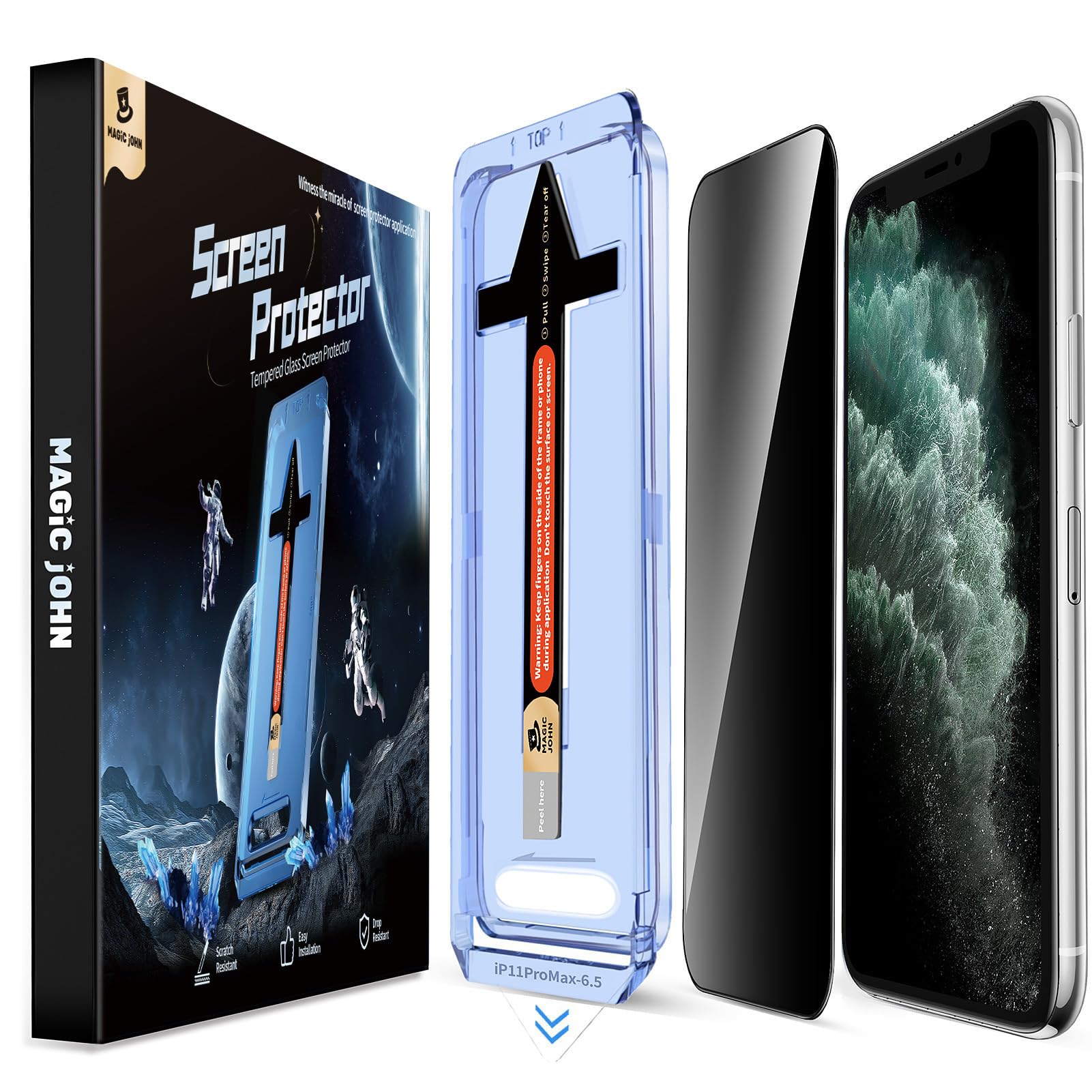 Magic John2 Pack for iPhone 16 Plus (6.7 inch) Privacy Glass Screen Protector, Anti-spy Tempered Glass Film, Auto Dust-Elimination Installation, Bubble Free, Case Friendly