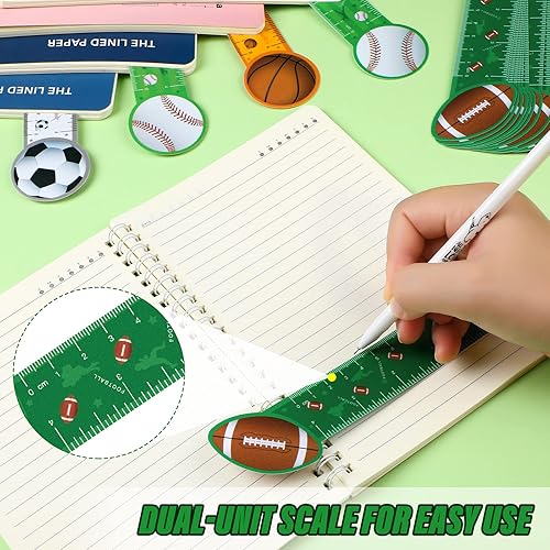 Miniatura 5 de Teling 48 marcapáginas deportivas, reglas de lectura con temática deportiva a granel, regalo de fiesta de cumpleaños, regalo para niños,