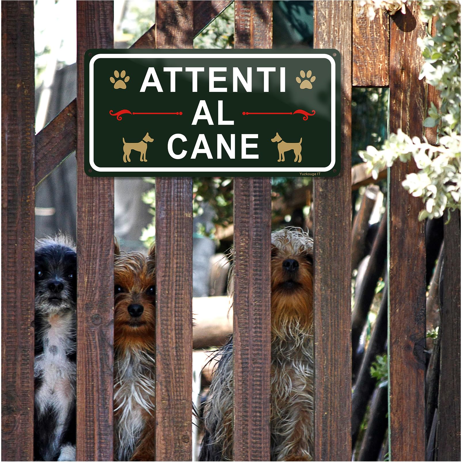 Attenti al Cane Cartello Alluminio - 2 pz, 30x15 cm Cartelli Da Giardino,Facile da installare,Resistente UV,Resistente alle intemperie，per Uso Interno o Esterno