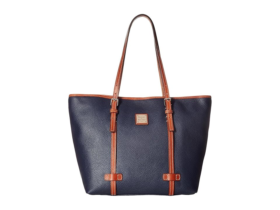 

Dooney & Bourke Pebble East/West Shopper (Midnight Blue w/ Tan Trim) Handbags