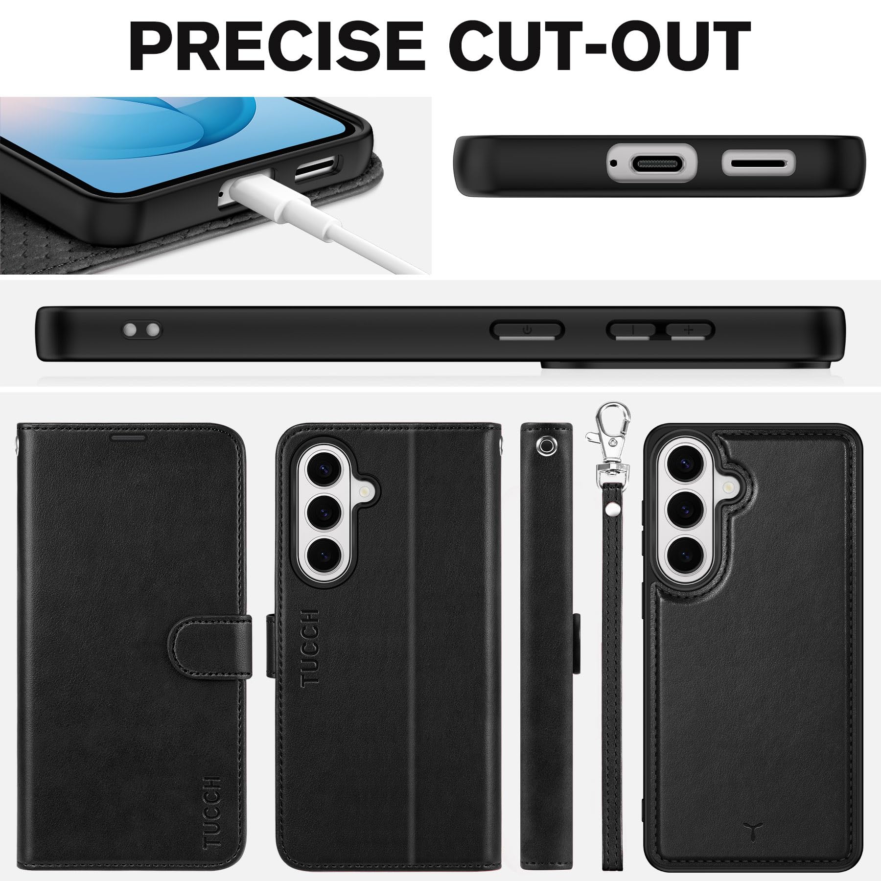 TUCCH Funda para Galaxy S26+ Plus 5G, 2 en 1 Extraíble Correa Carcasa con Bloqueo RFID, Soporte Plegable, Ranura para Tarjeta Carcasa de TPU, Funda Cuero PU para Galaxy S26 Plus (6,7" 2026), Negro