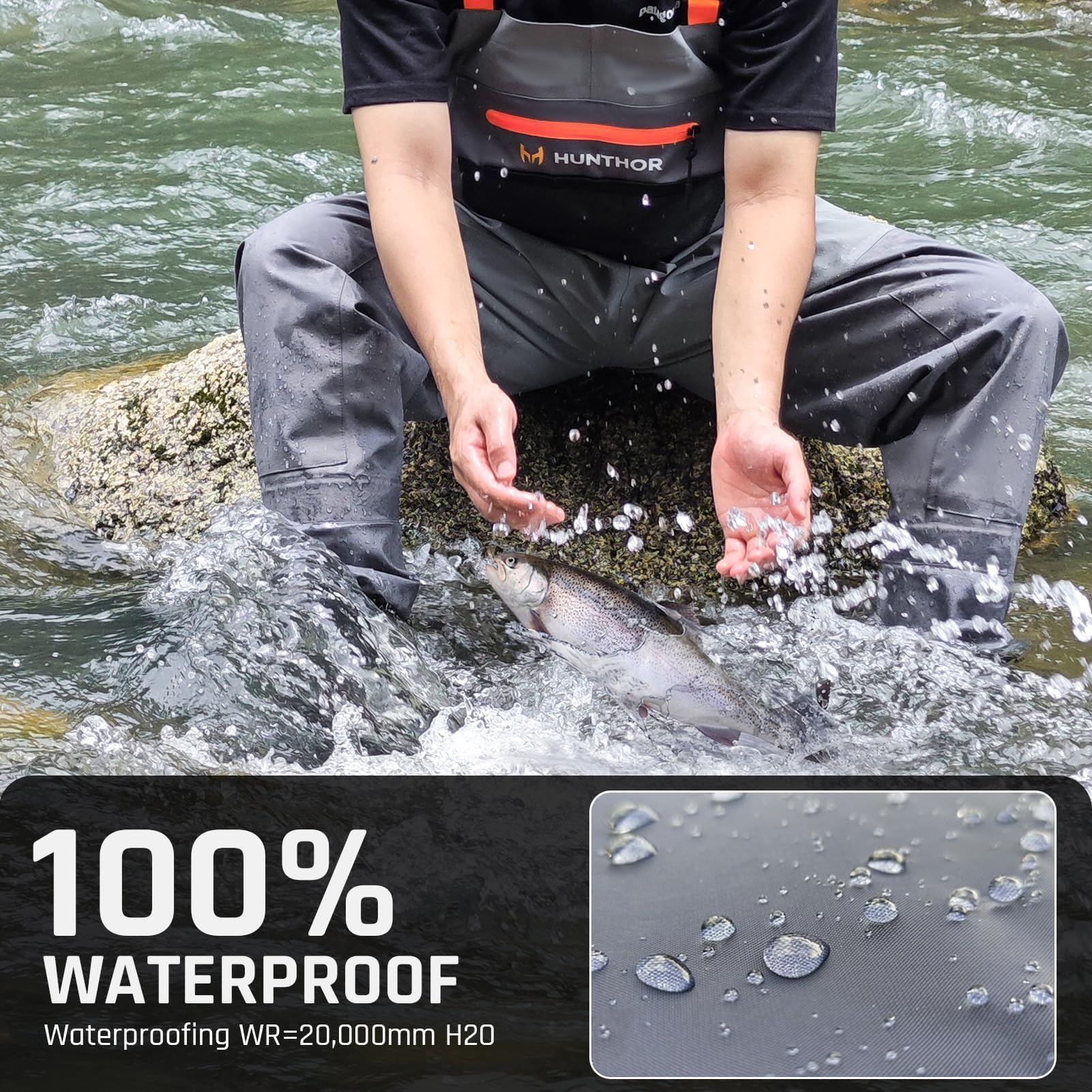 Wathose für Herren, wasserdicht, atmungsaktiv, mit isoliertem Strumpffuß für Fliegenfischen, Jagd, Waten