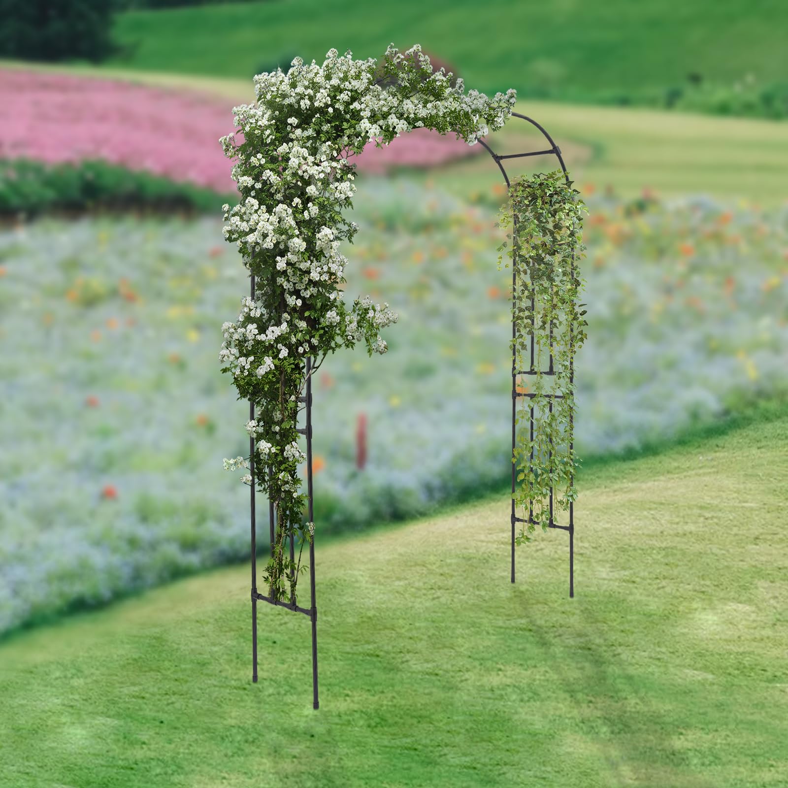 Łuk różany metalowy stojak na rośliny pnące ogród 240 cm (150 cm)
