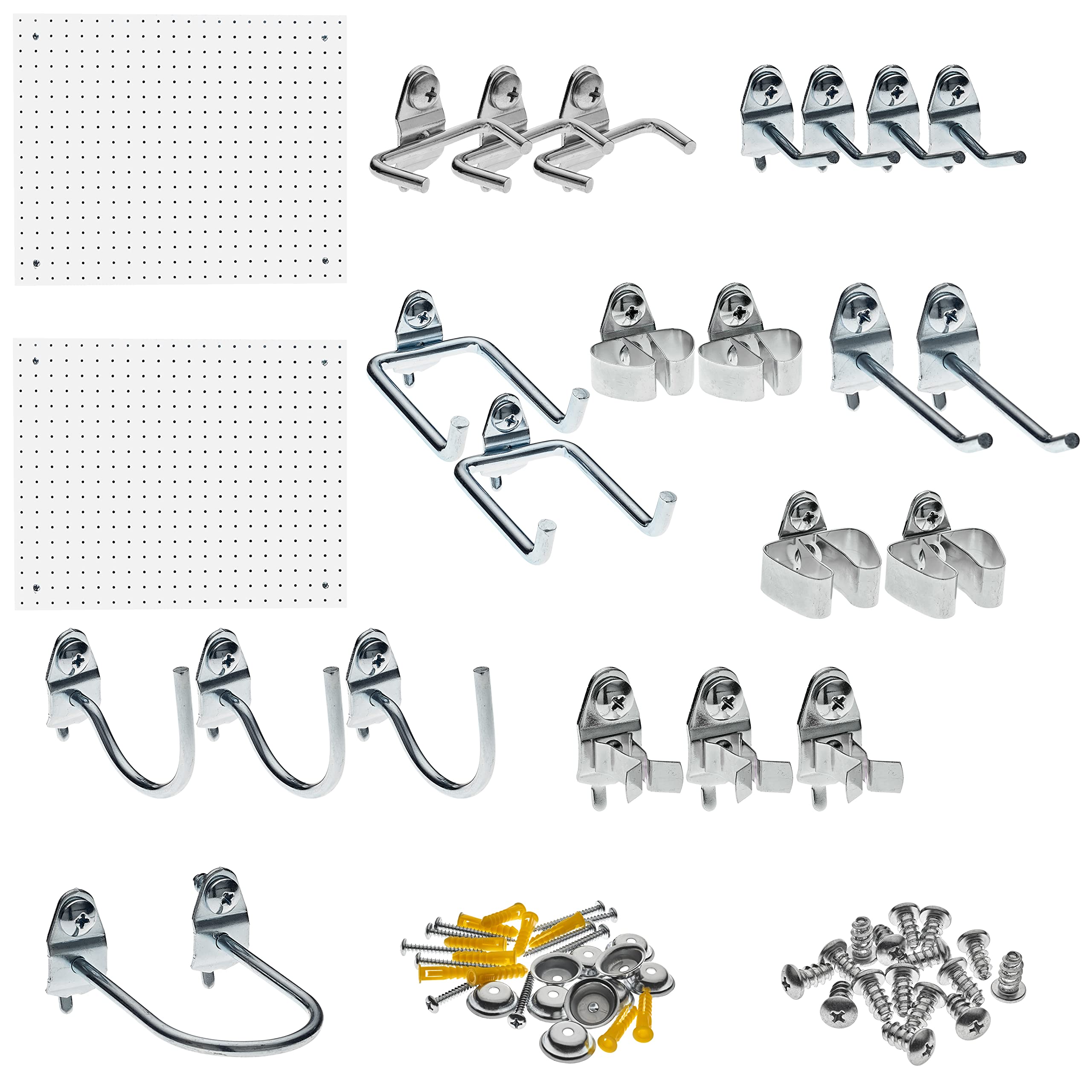 Triton Products 018-Kit DuraBoard 2) 22 Inch W x 18 Inch H x 1/8 Inch D White Polypropylene Pegboards with 22 pc. DuraHook Assortment and Wall ing Hardware