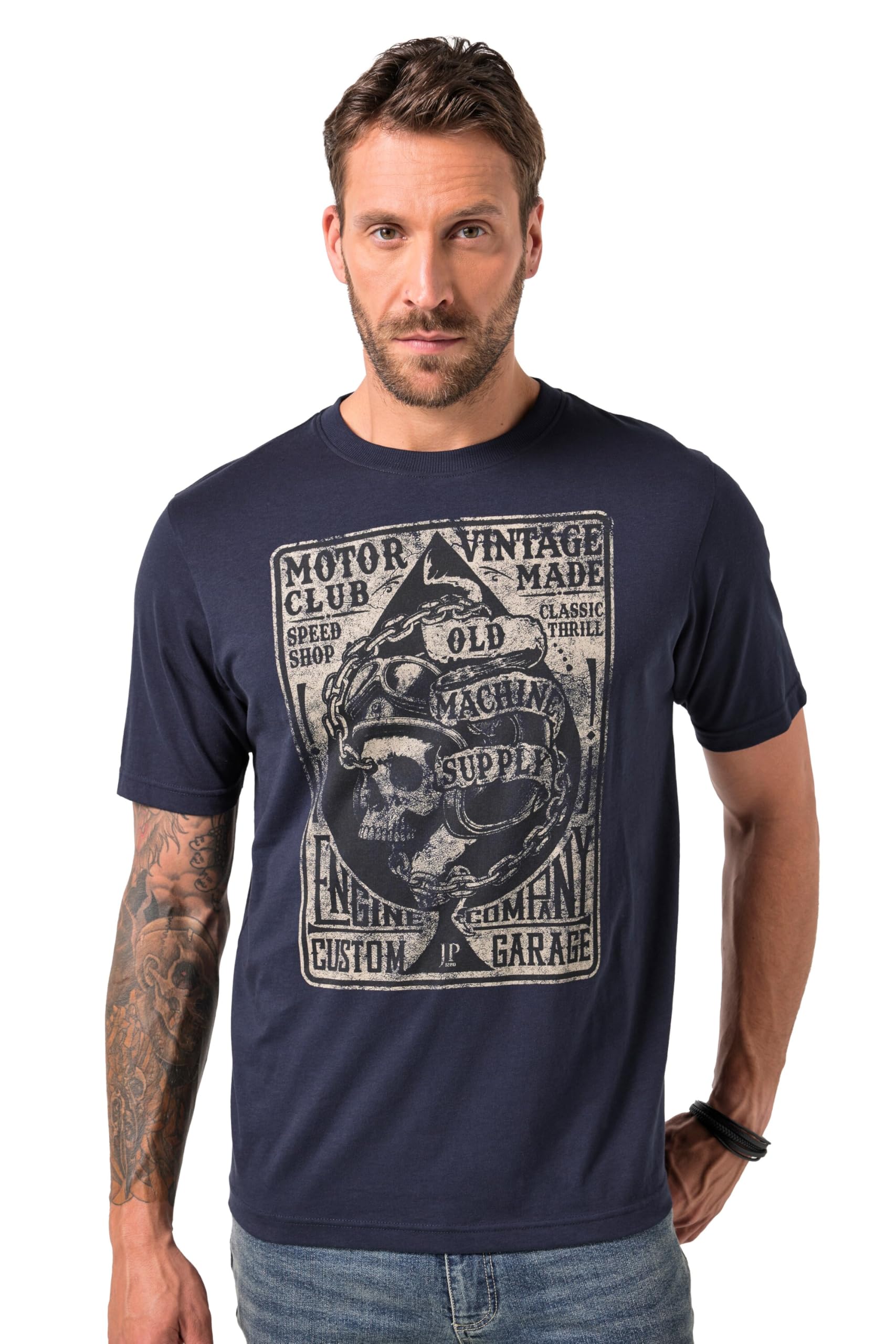 JP 1880 Herren große Größen Übergrößen Menswear L-8XL T-Shirt, Halbarm, Brustprint 841217