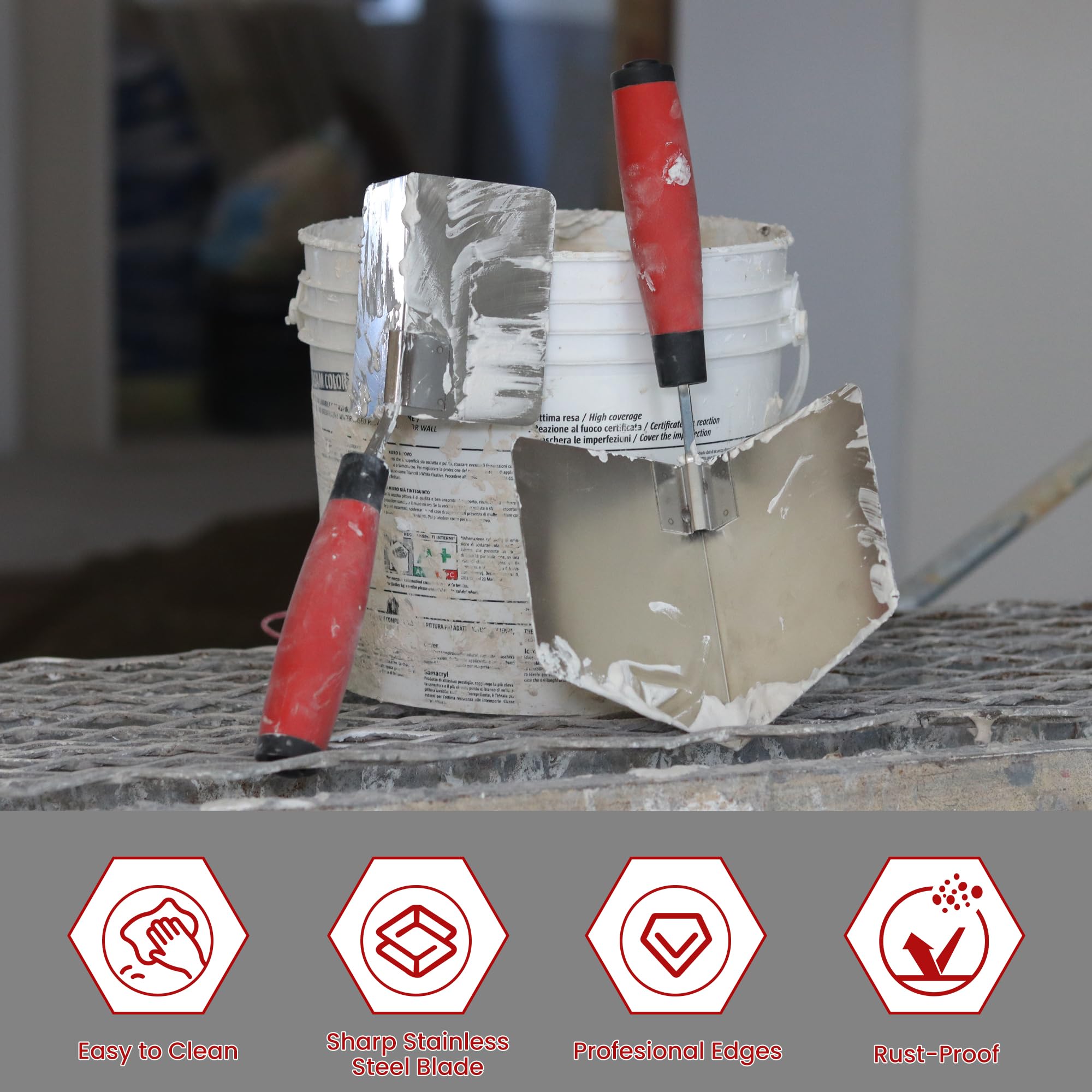 Fishark Set di 2 attrezzi per cartongesso, in acciaio inox, coltello angolare esterno da 12,7 cm e coltello angolare interno 9,9 cm per cartongesso, stucco e cemento