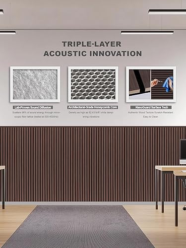 Miniatura 3 de Woven Sound Paneles de madera para pared, funcionalidad y durabilidad, diseño acanalado mejorado y acústico a prueba de sonido, decoración de pared