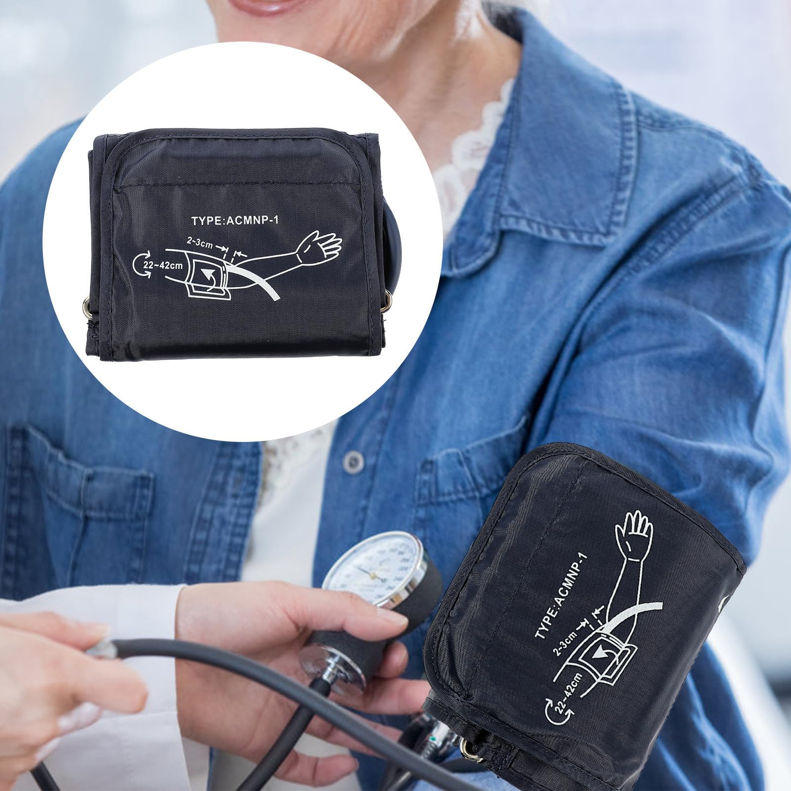 Blutdruckmanschette Oberarm Ersatz 22 42cm aus Stoff für Manuelle Messung im Häuslichen und Klinischen Gebrauch Inklusive Praktischer Selbstmessfunktion