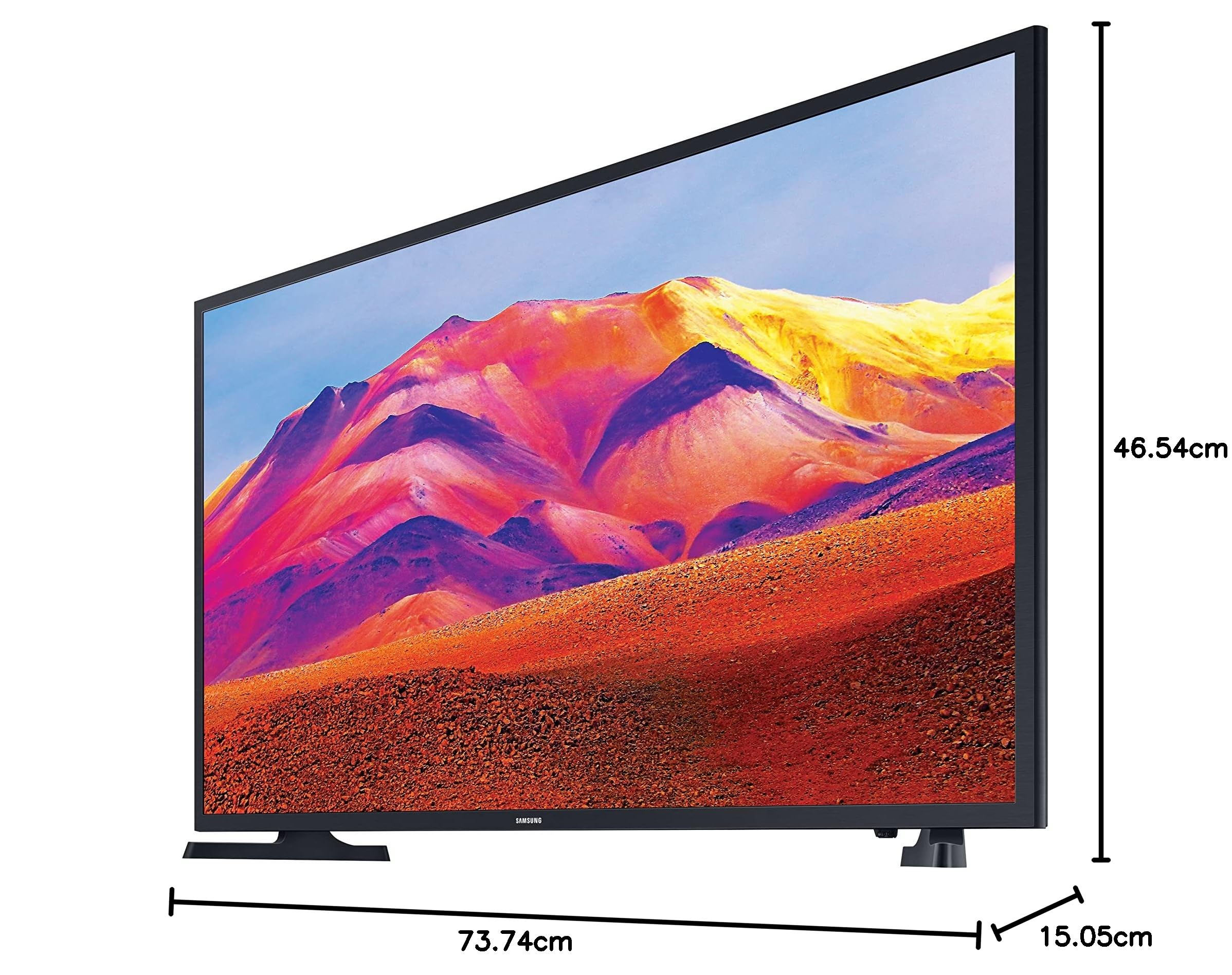 Samsung Televisor UE32T5372CDXZT Full HD, Smart TV 32" HDR, Purcolor, WiFi, Slim Design, Integrado con Bixby y Alexa compatible con Google Assistant, Black 2020