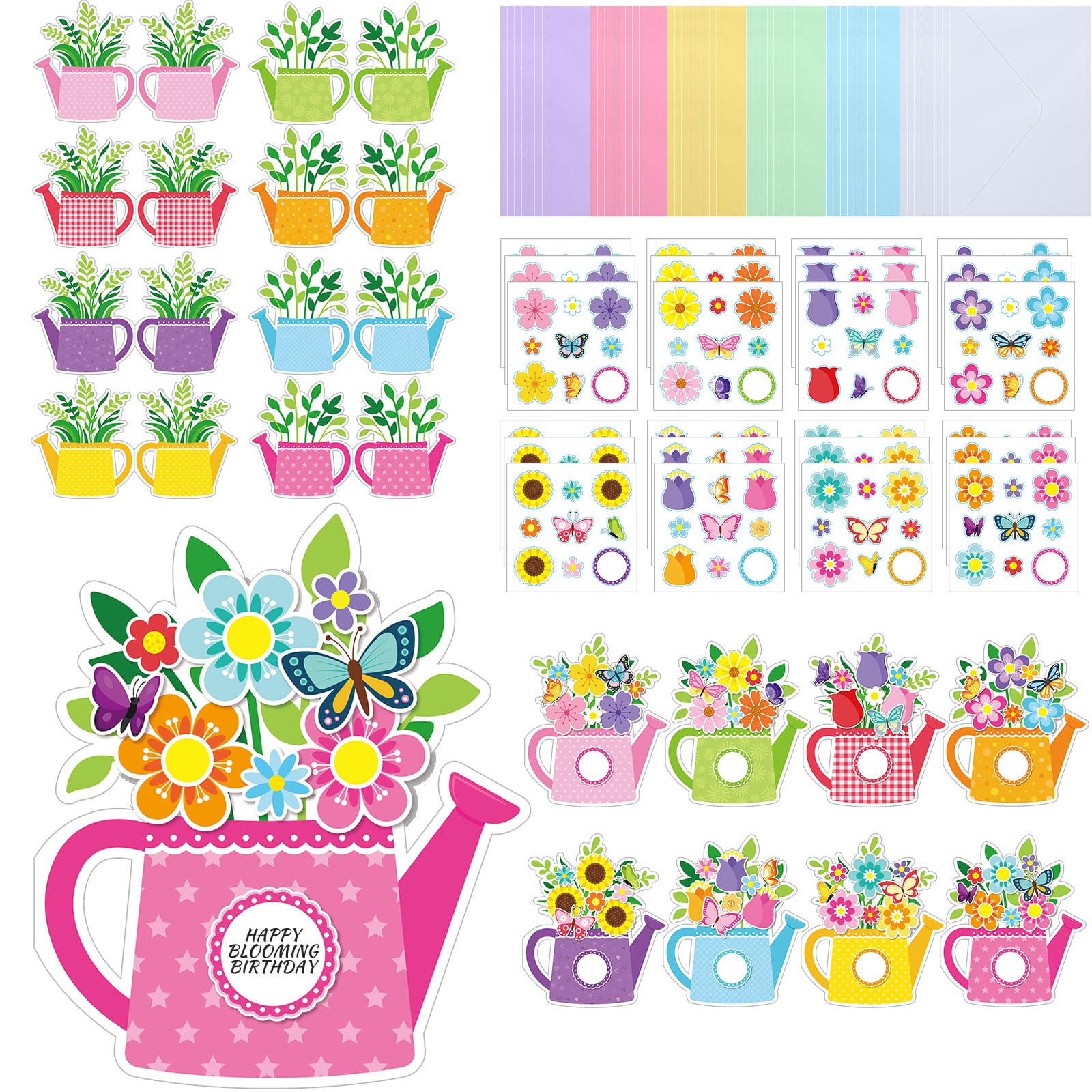 Gersoniel 24 Sets Mother's Day Crafts - Card Making Kits DIY Greeting Cards Set 24 Cards 24 Envelopes 24 Sheets Stickers for Handmade Activities