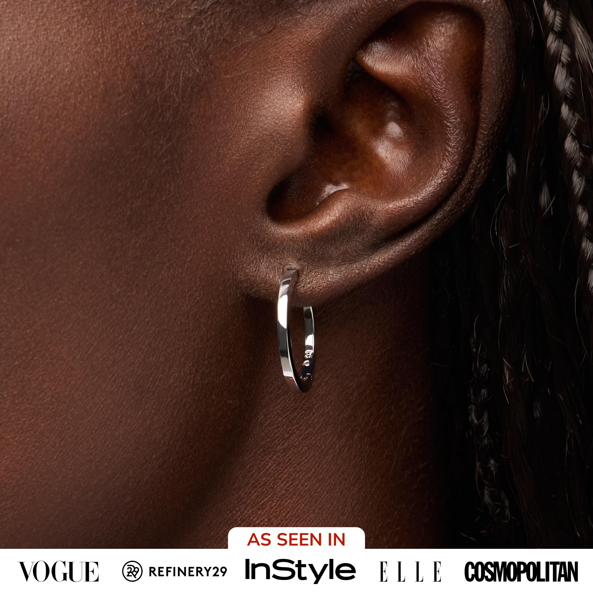 Ana Luisa Trendy Huggie Hoop Earrings for Women - 14K Gold Plated or Sterling Silver Hoop Earrings - Small, Dainty, Hypoallergenic, Water-Resistant, Tarnish-Free Hoops - Jewelry Perfect for Stacking: Silver Medium