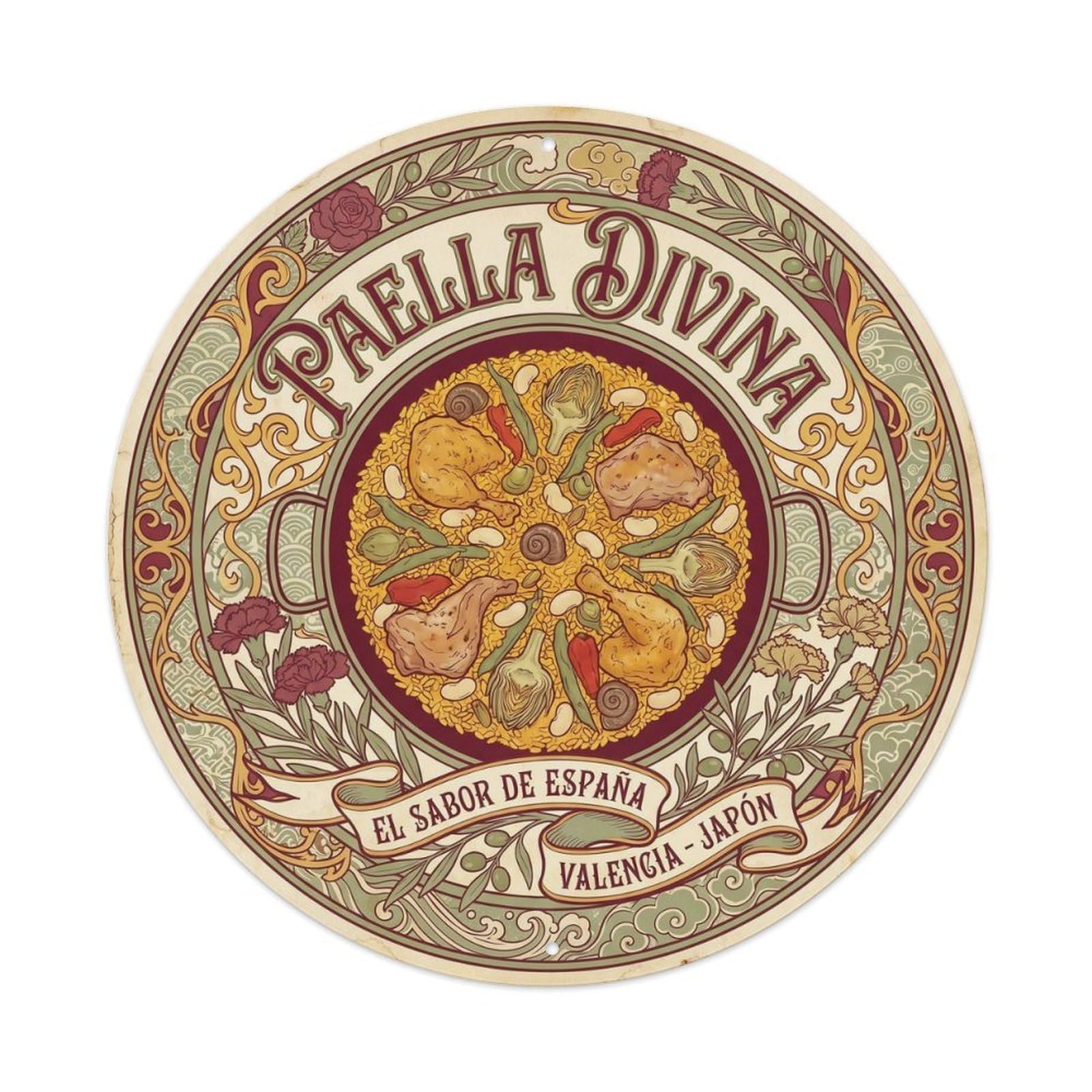 Paella Seafood Vintage Mediterranean Food Metal Tin Sign