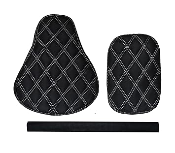 Pure Bullet Seat Cover Black Diamond Cut Design with Back Rest Foam Combo Set for Royal Enfield Classic 350/500cc