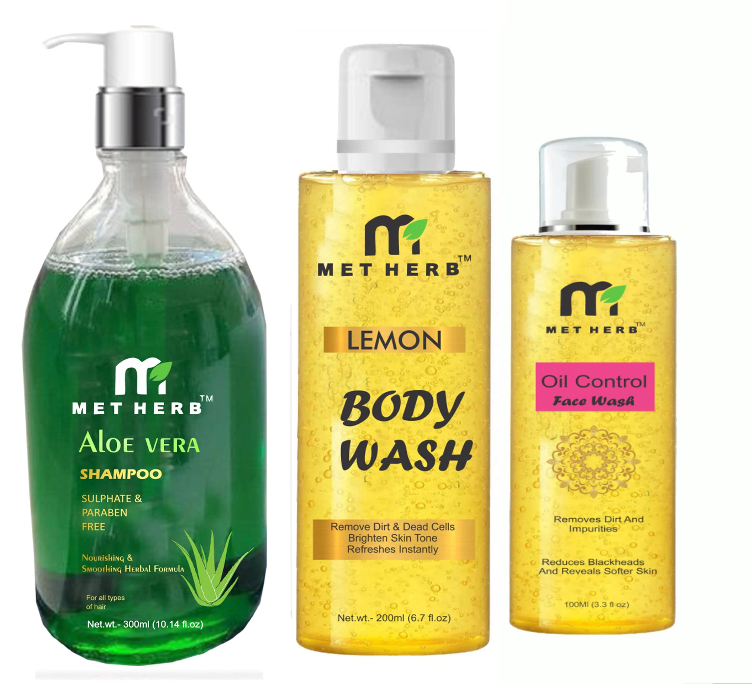 Aloe Vera Shampoo 300ml & Lemon Body Wash -200ml & Oil control Face Wash -100ml (combo pack)-image-19