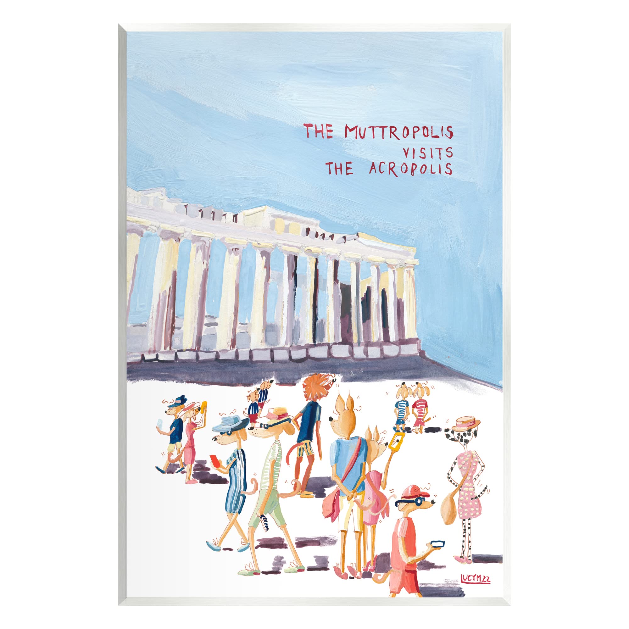 Stupell Industries Muttropolis Visits Acropolis Funny Wall Plaque Art, Design by Lucy Marshall