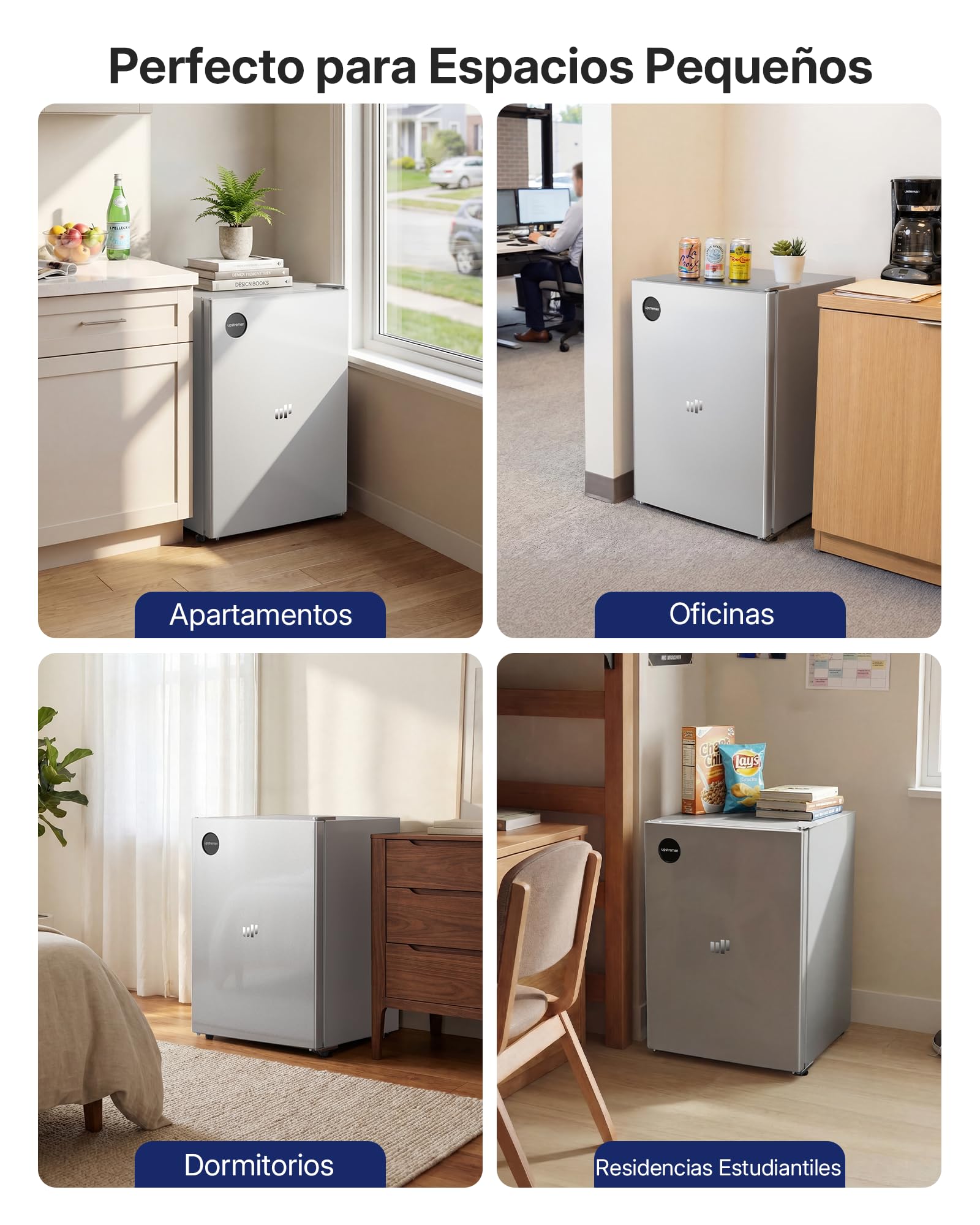Upstreman 71L Frigorífico Sin Congelador, 1-10°C 7-niveles Regulación de Temperatura, LED-Beleuchtung, 40 dB Silencioso, Energéticamente Eficiente para Dormitorio, Oficina, Cocina, CR71- -Plata