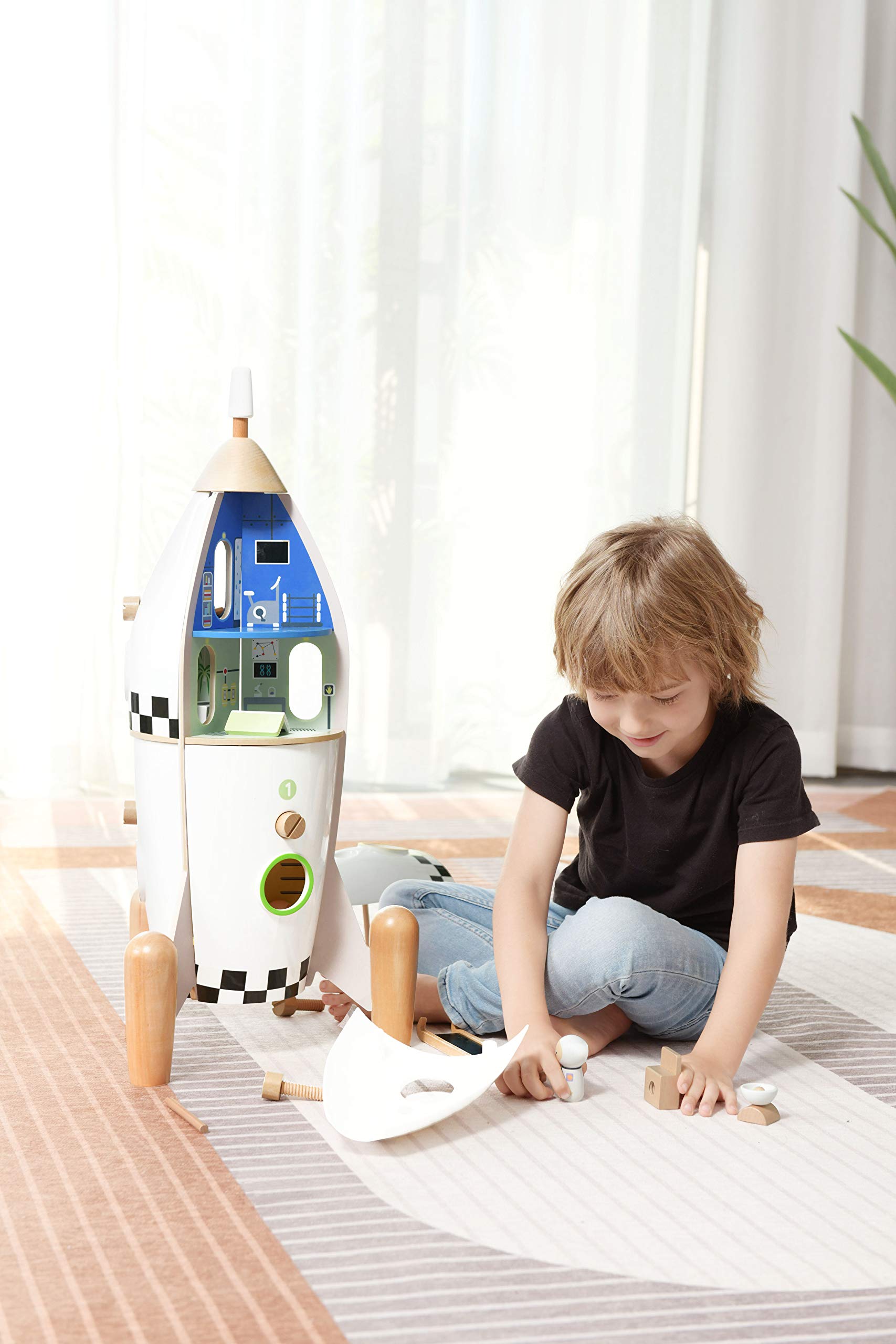 Classic World Wooden Construction Rocket, 51 pcs.