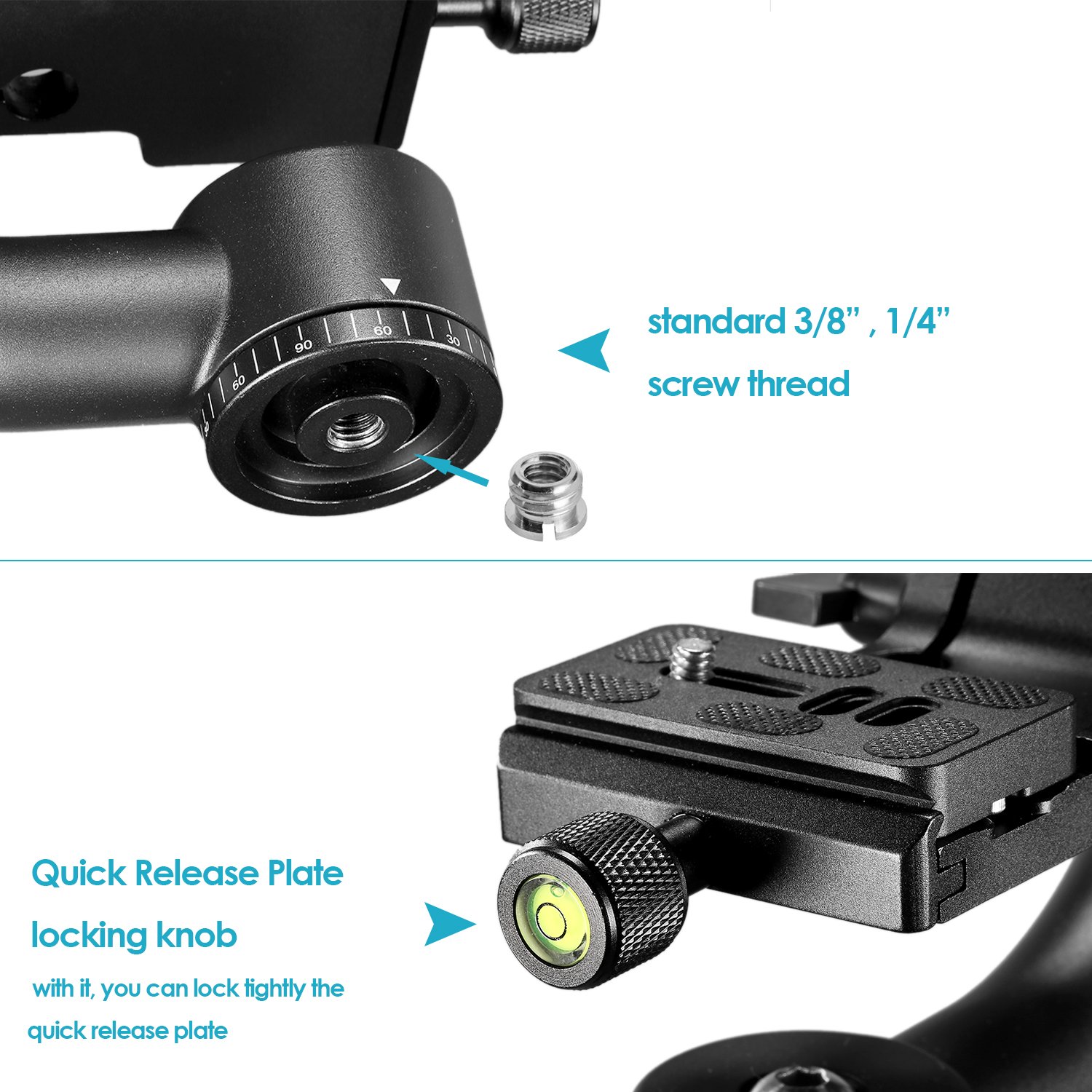 Neewer Professional Heavy Duty Metal 360 Degree Panoramic Gimbal Tripod