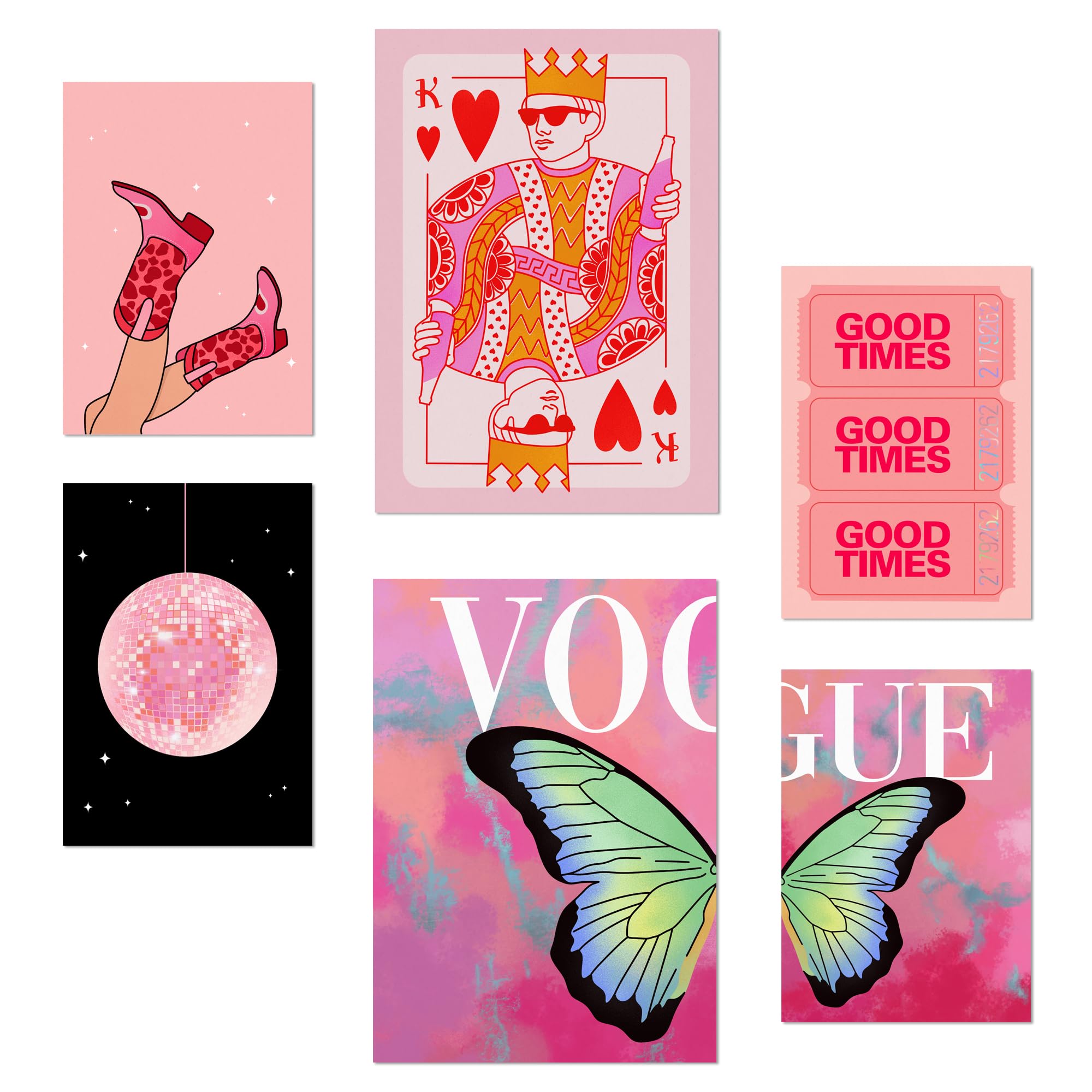 Nacnic Set of 6 posters Female Modern Art Illustrations Design illustration to decorate the walls of home. Rooms office shop. A3 & A4 size. Frameless.