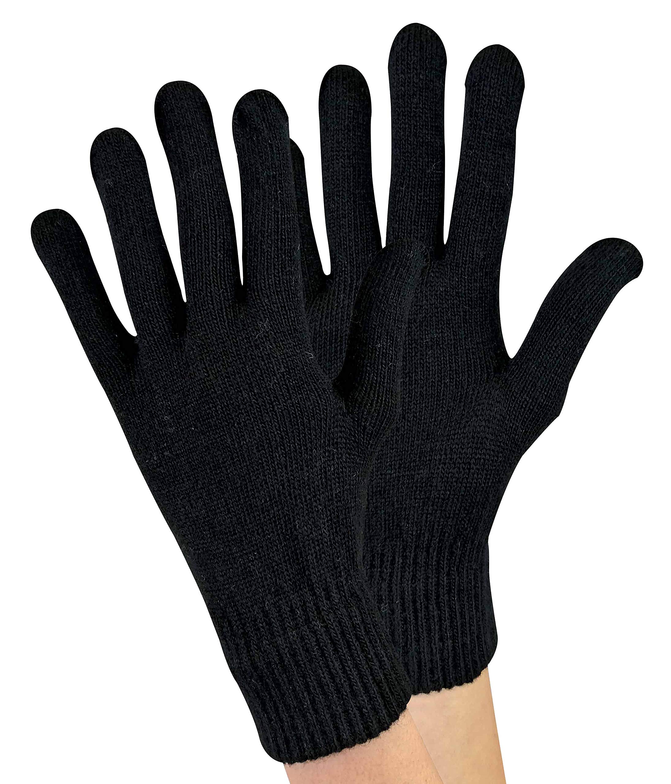 Sock Snob Women's Black - / Knitted Winter Warm Magic Thermal Wool Gloves For Cold Weather (, One Size)