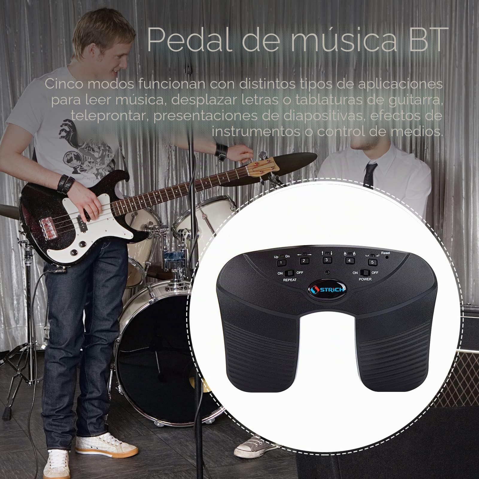 Btuty Pedal de giro de página BT inalámbrico, batería recargable incorporada, compatible con iPad, tablets, smartphones Android