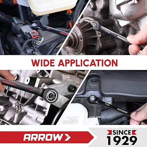 Miniatura 8 de ARROW - Juego de 24 llaves de trinquete métricas y estándar, antideslizantes de 0.236-0.709 in y 14"-34" con 2 soportes magnéticos para