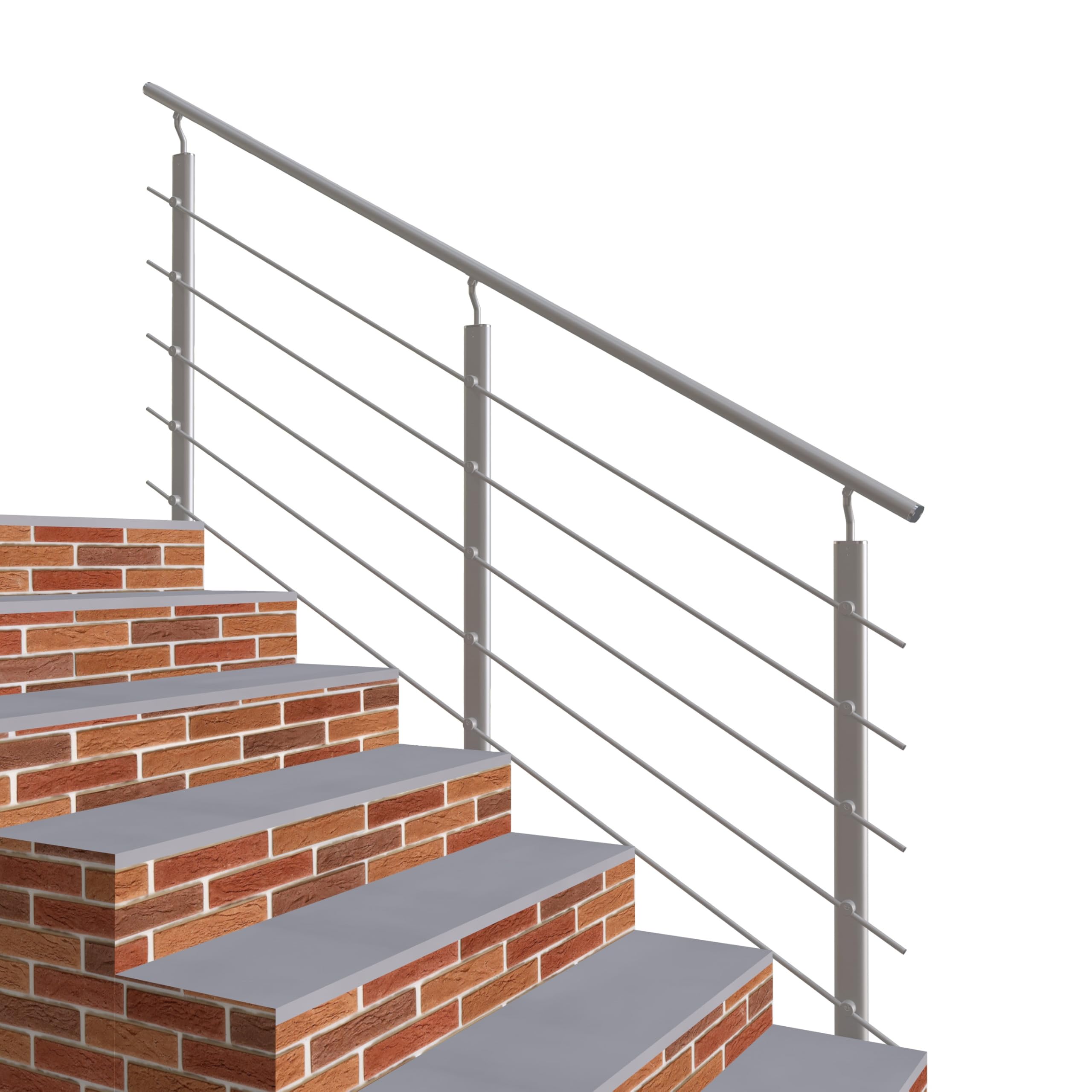 Garde-corps 200cm en aluminium argent pour escalier à pose latérale