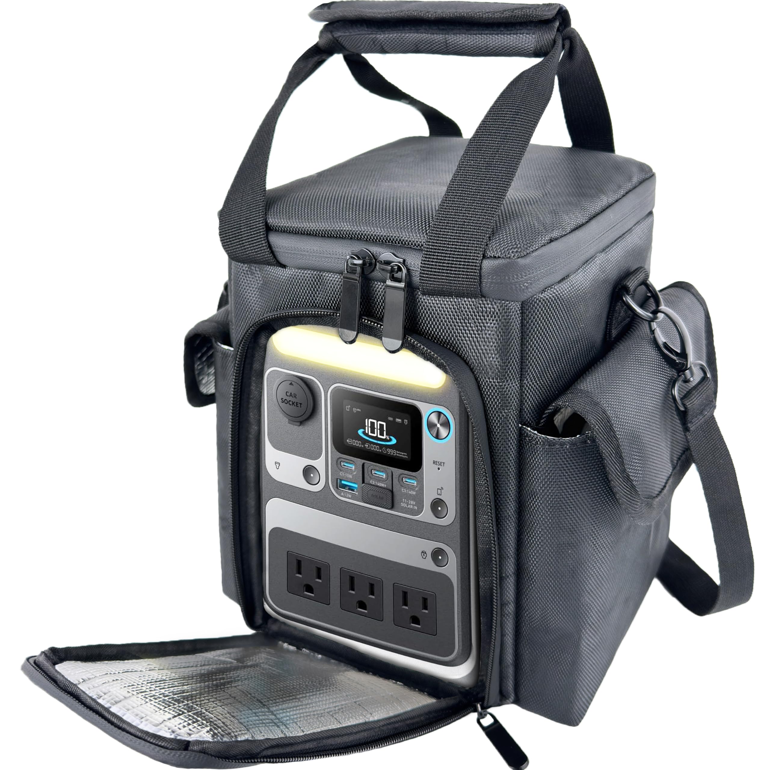 amiumucaWaterproof Travel Bag Compatible with Anker SOLIX C300 Portable Power Station, Outdoor 288Wh LiFePO4 Battery, Travel