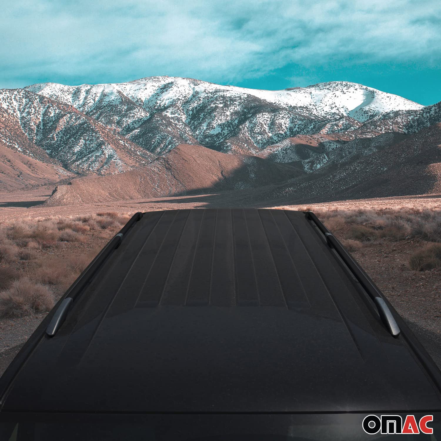 OMAC Barras de Techo Relingträger Compatible con VW T5 T6 Transporter Multivan Caravelle 2003-2024 L1 Kurzer Aluminio Negro 2tlg