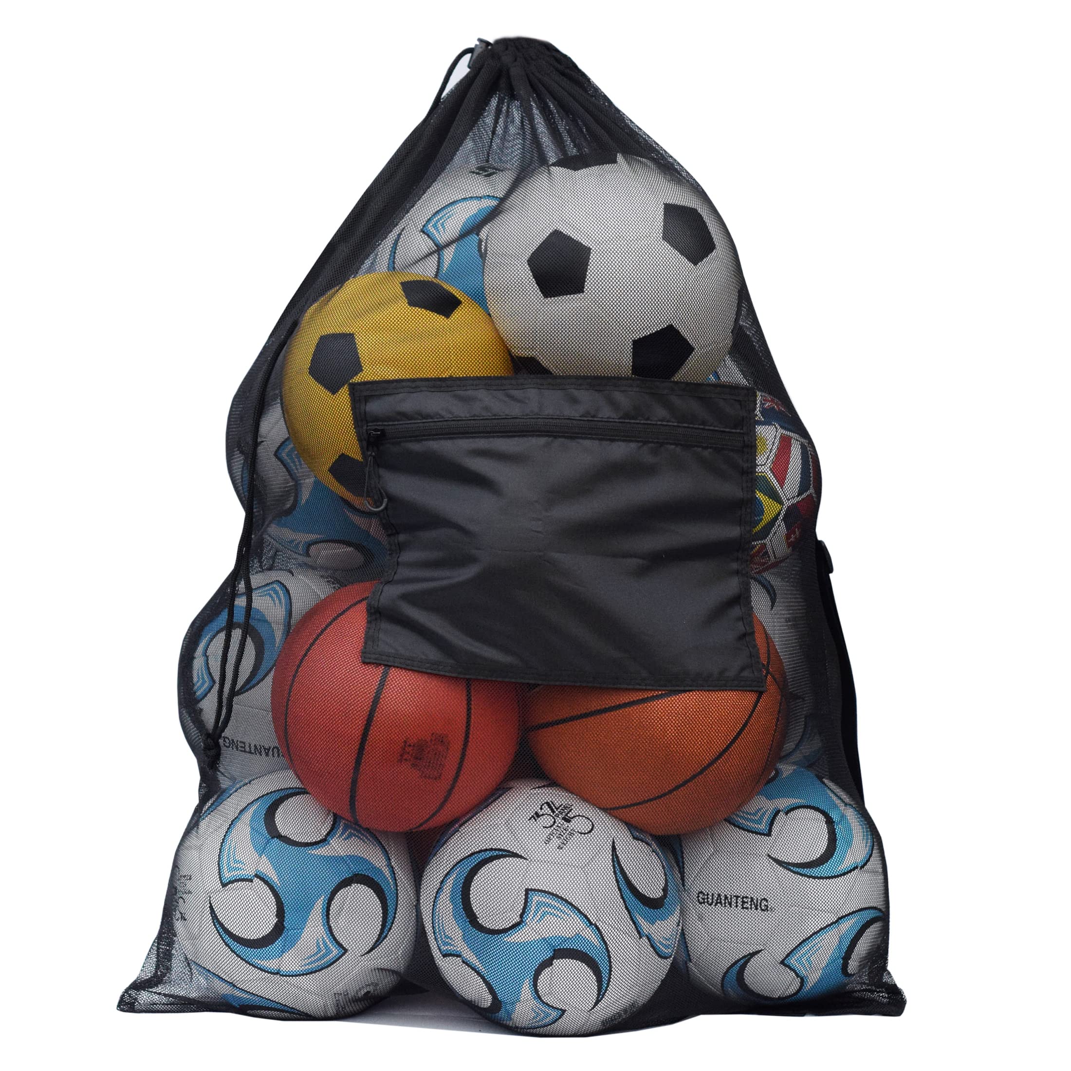 RudmoxExtra Large Mesh Ball Bag,Drawstring Bags Sports Soccer Ball Bag Holding Basketball, Volleyball, Baseball, Swimming Gear