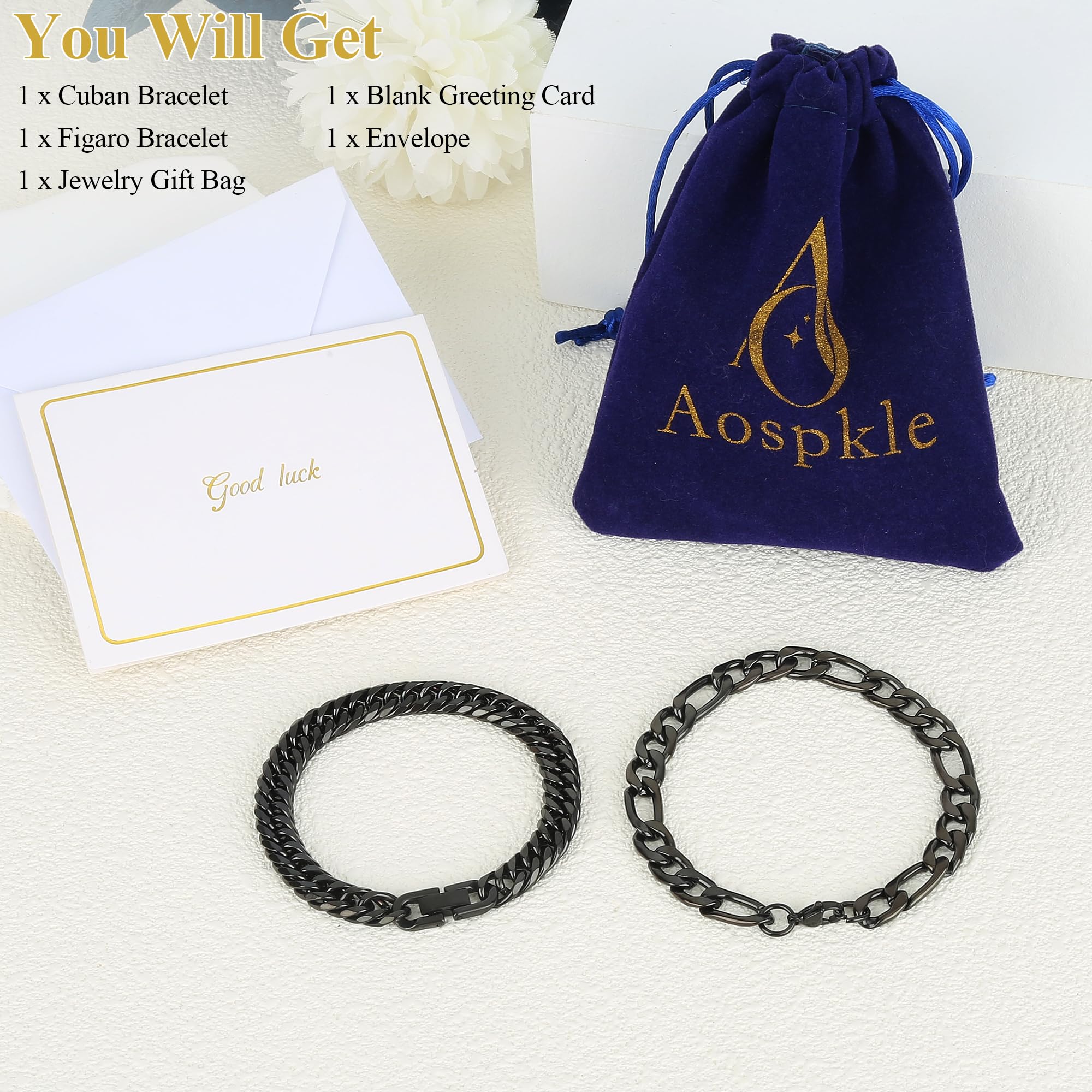 Männerschmuck Edelstahl Kette Geschenk für Männer, 2PCS kubanischer Link Figaro Armband, Robuste 316L Edelstahl kubanische Link Kette für Männer Schmuck Set, 18/21/23 cm