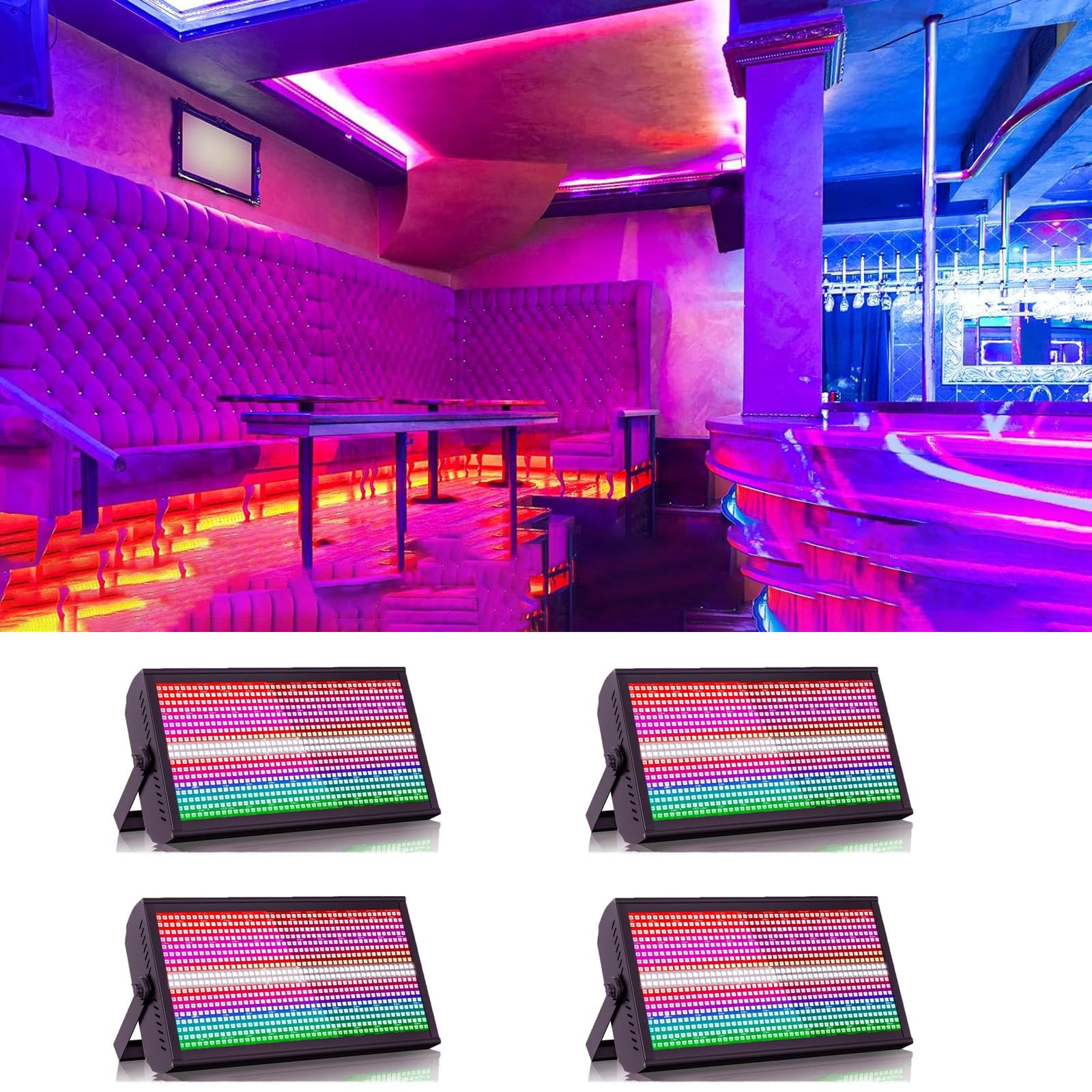 Stage Lights Effect Light 200W 768LEDs RGB Dj Lights Bar 4/6/12/144/154CH DMX Control Auto Play Sound Activated Uplight Bar for Wedding Disco Party Stage Lighting-4 PCS