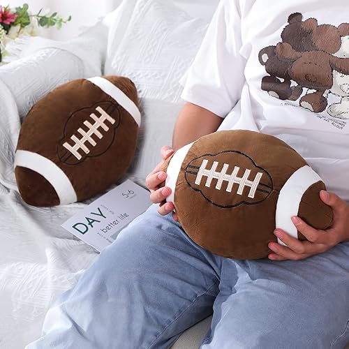 Vista 6 de HyDren 2 almohadas de felpa de fútbol – Almohadas suaves y esponjosas de fútbol de 12 pulgadas para niños, niñas, dormitorio, cuarto de bebé