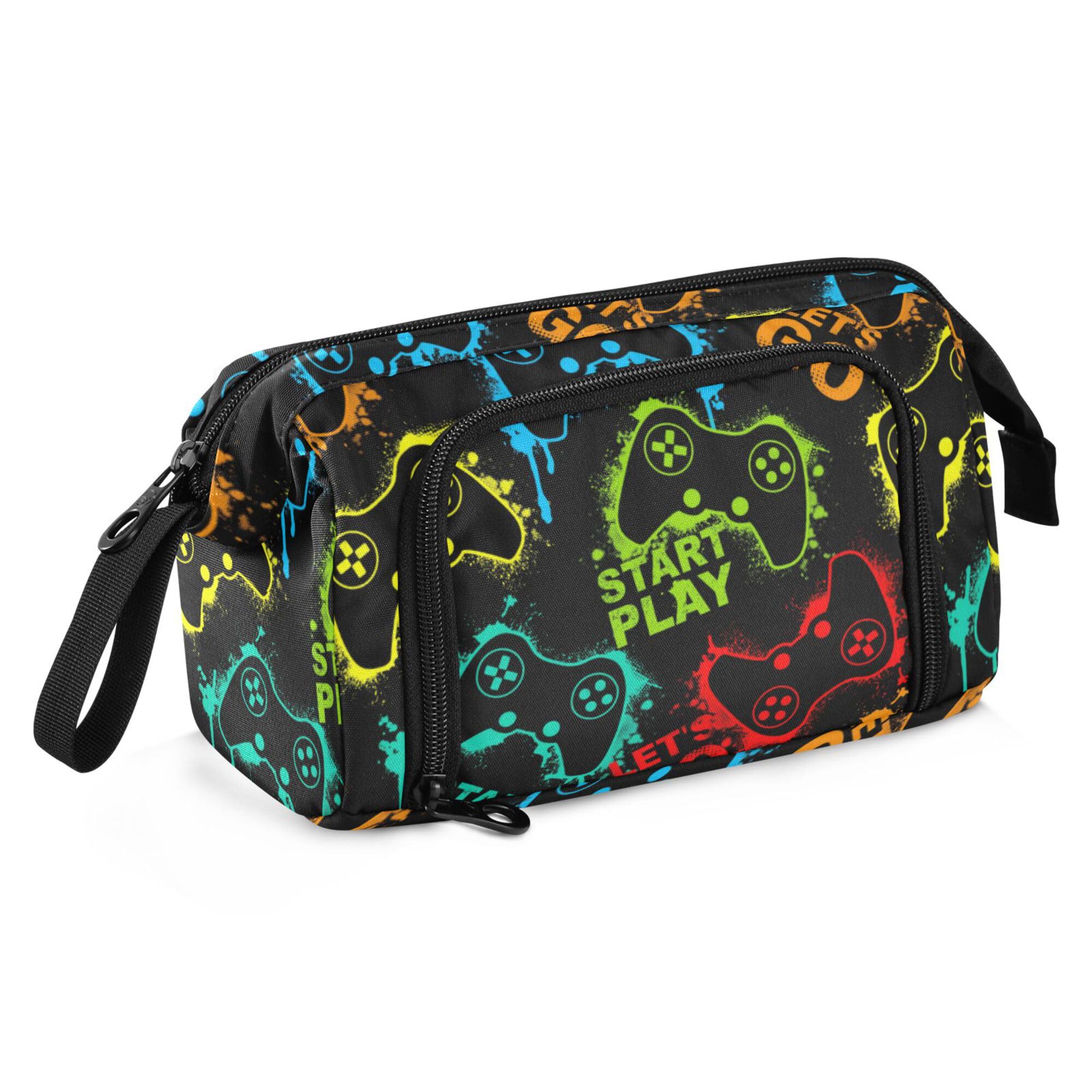 Fisyme Colorful Video Game Pencil Case Large Capacity Pencil Pouch Pen Box Bag Big Makeup Pencil Case Organizer
