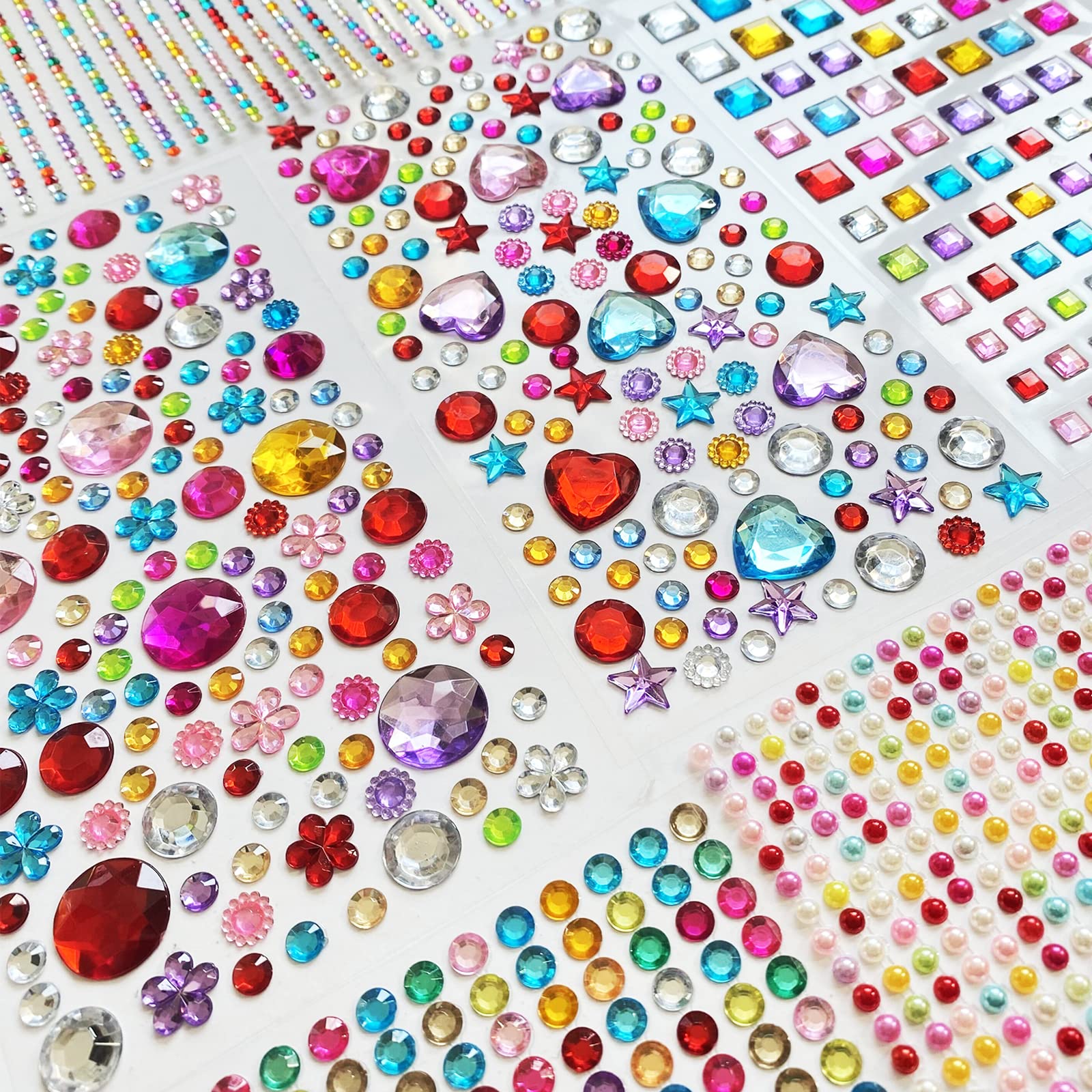 Gem Stickers,2669pcs Rhinestone Stickers Self Adhesive Jewels Stickers On Gem Crafts DIY Sticker Glitter Stickers for Crafts, Assorted Shapes