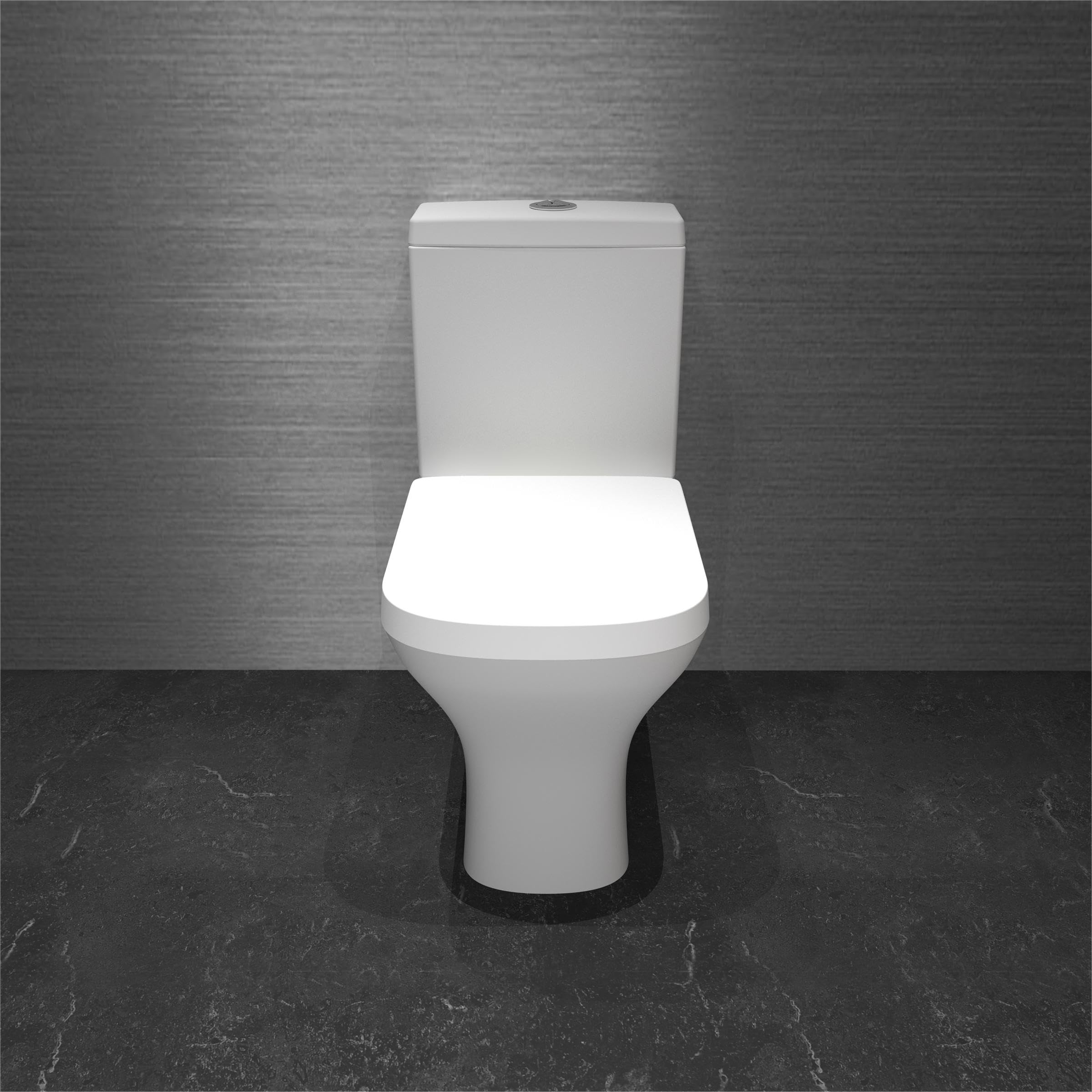 Acezanble Bathroom Modern New Square White Close Coupled Toilet Ceramic Soft Close Seat WC